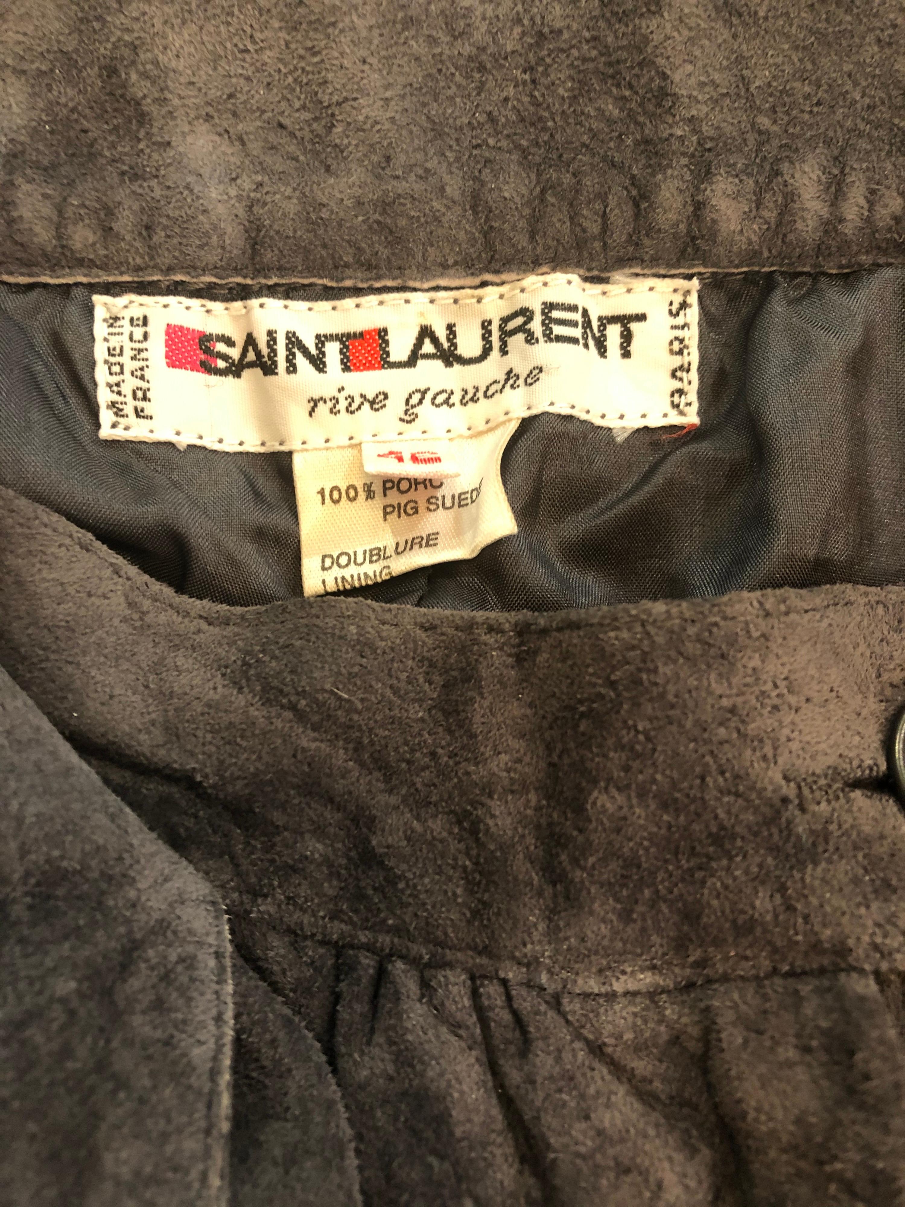 Vintage Yves Saint Laurent YSL 1980s Grey Suede Leather High Waisted Harem Pants For Sale 10