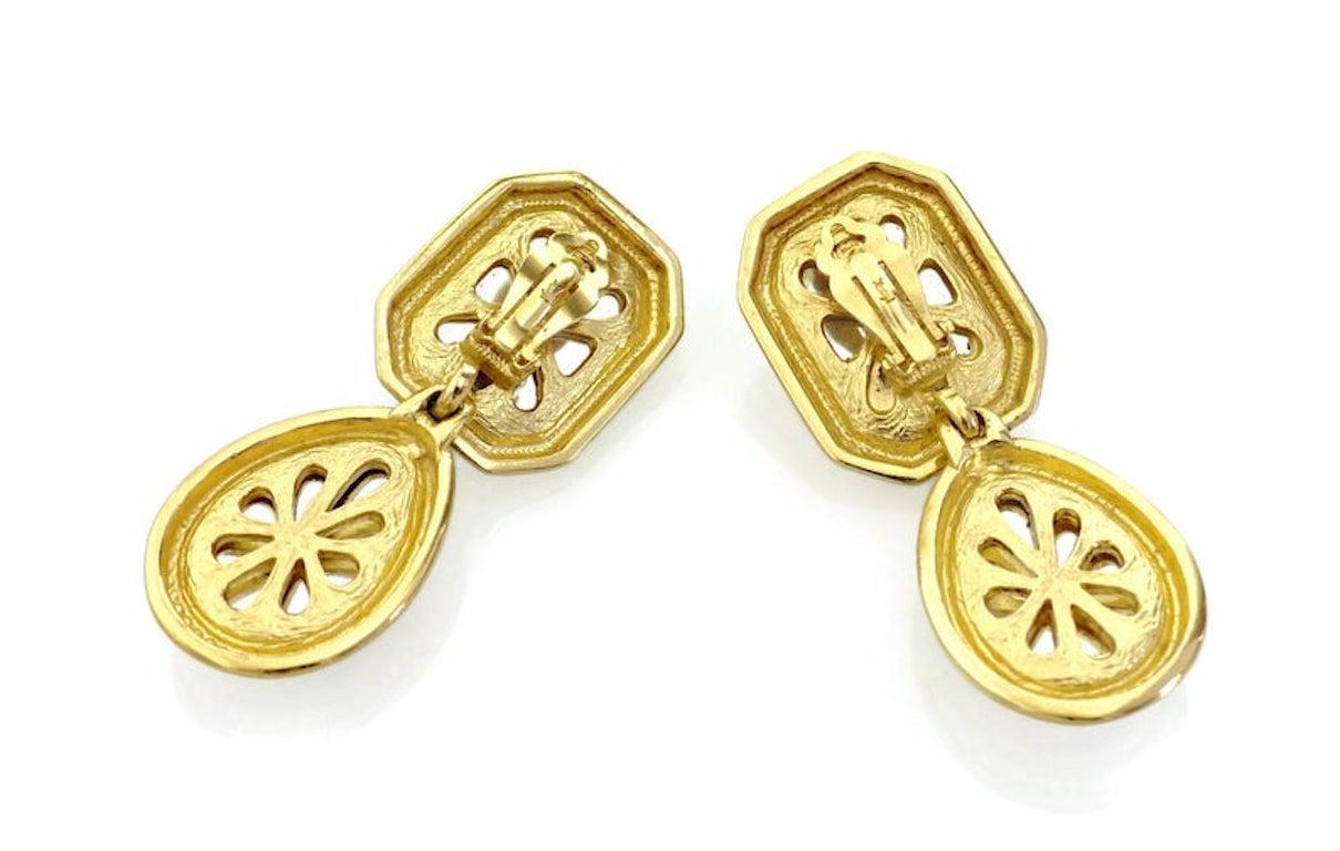 Vintage Yves Saint Laurent YSL 2 in 1 Byzantine Dangling Earrings In Excellent Condition For Sale In Kingersheim, Alsace