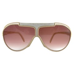 Vintage Yves Saint Laurent YSL 8359 Beige Leather 1980 France Sunglasses