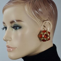 Vintage YVES SAINT LAURENT Ysl Amber Flower Earrings
