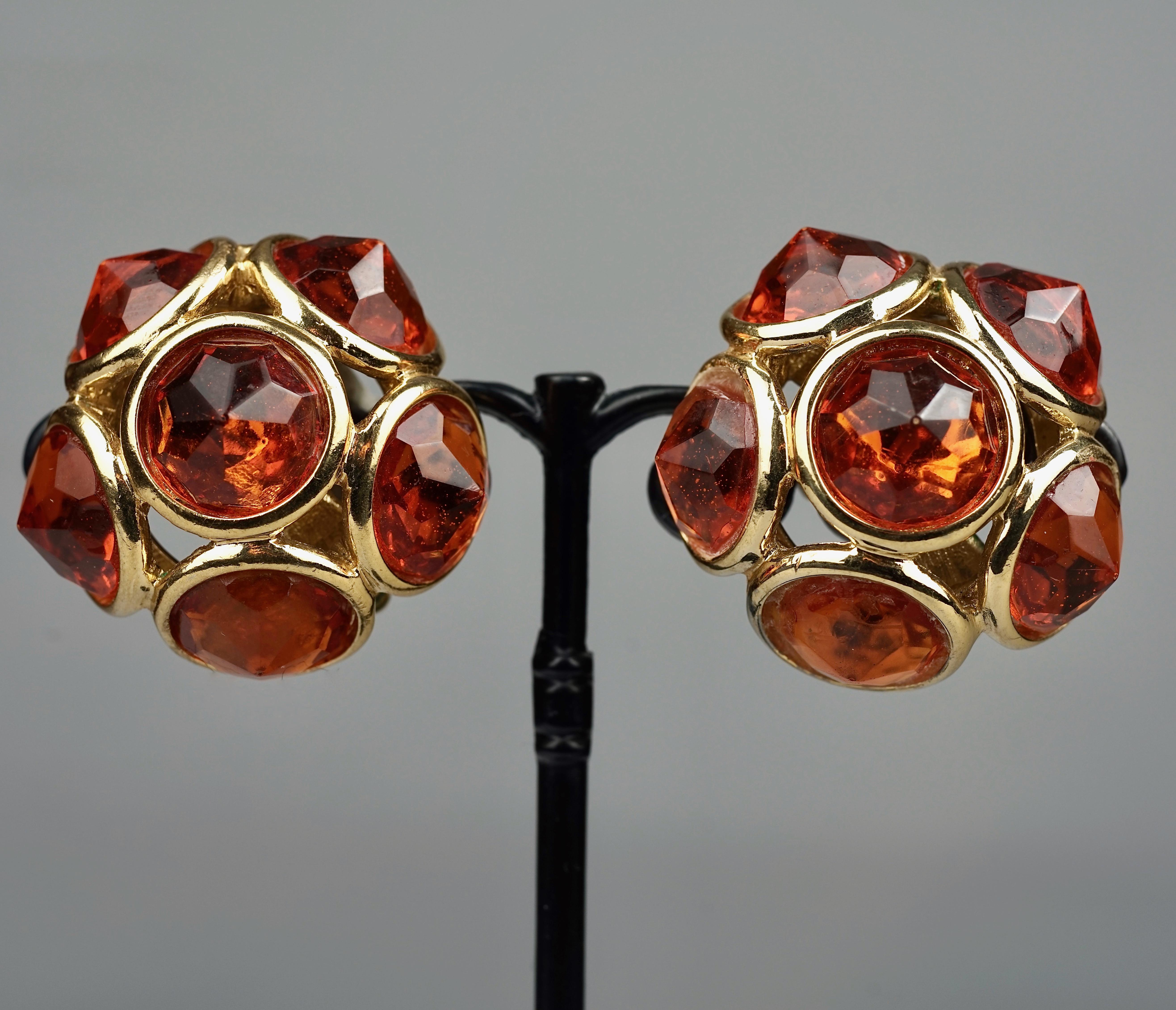 Vintage YVES SAINT LAURENT Ysl Amber Flower Earrings For Sale 1