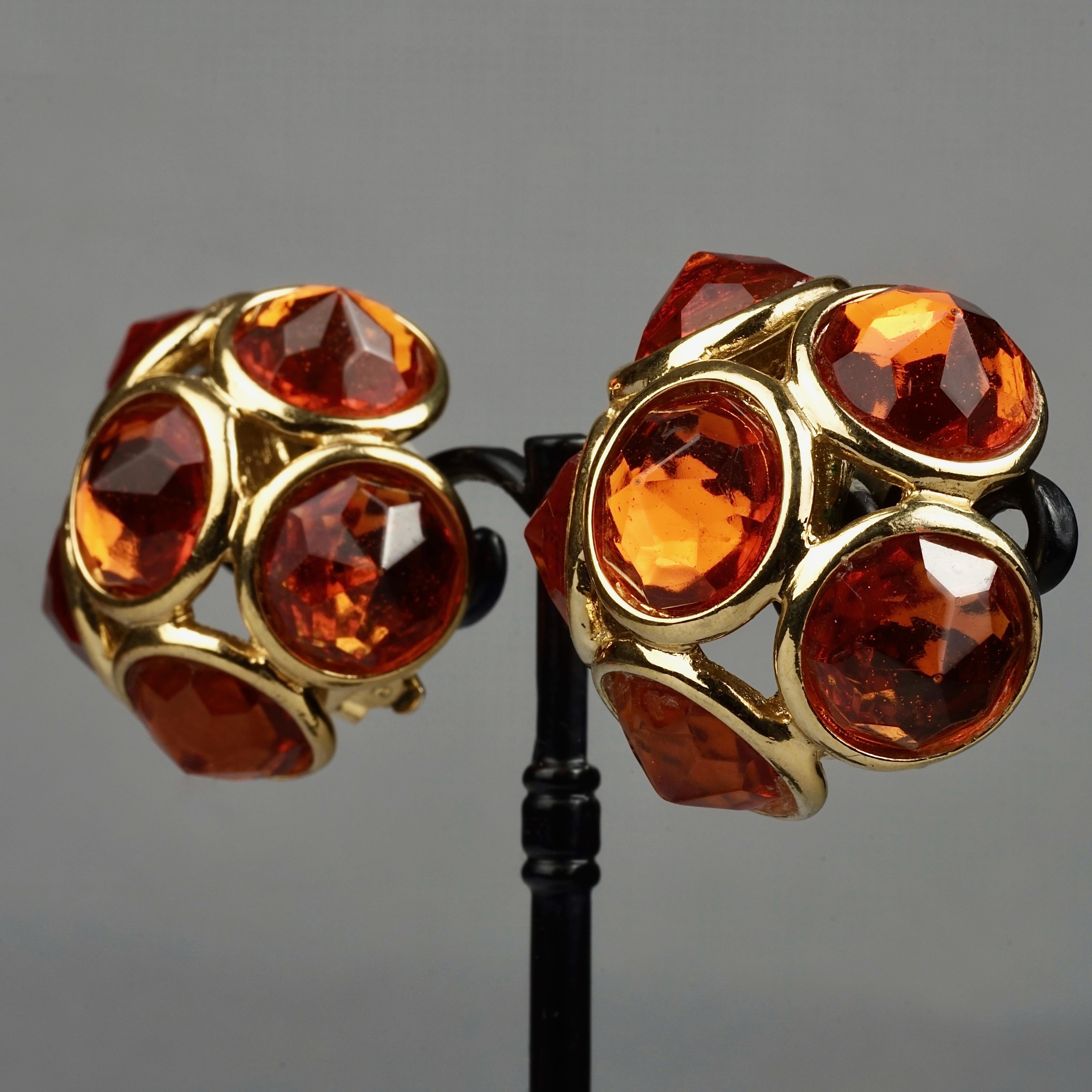 Vintage YVES SAINT LAURENT Ysl Amber Flower Earrings For Sale 3