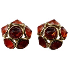 Vintage YVES SAINT LAURENT Ysl Amber Flower Earrings