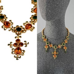 Vintage YVES SAINT LAURENT Ysl Arabesque Jewelled Enamel Necklace