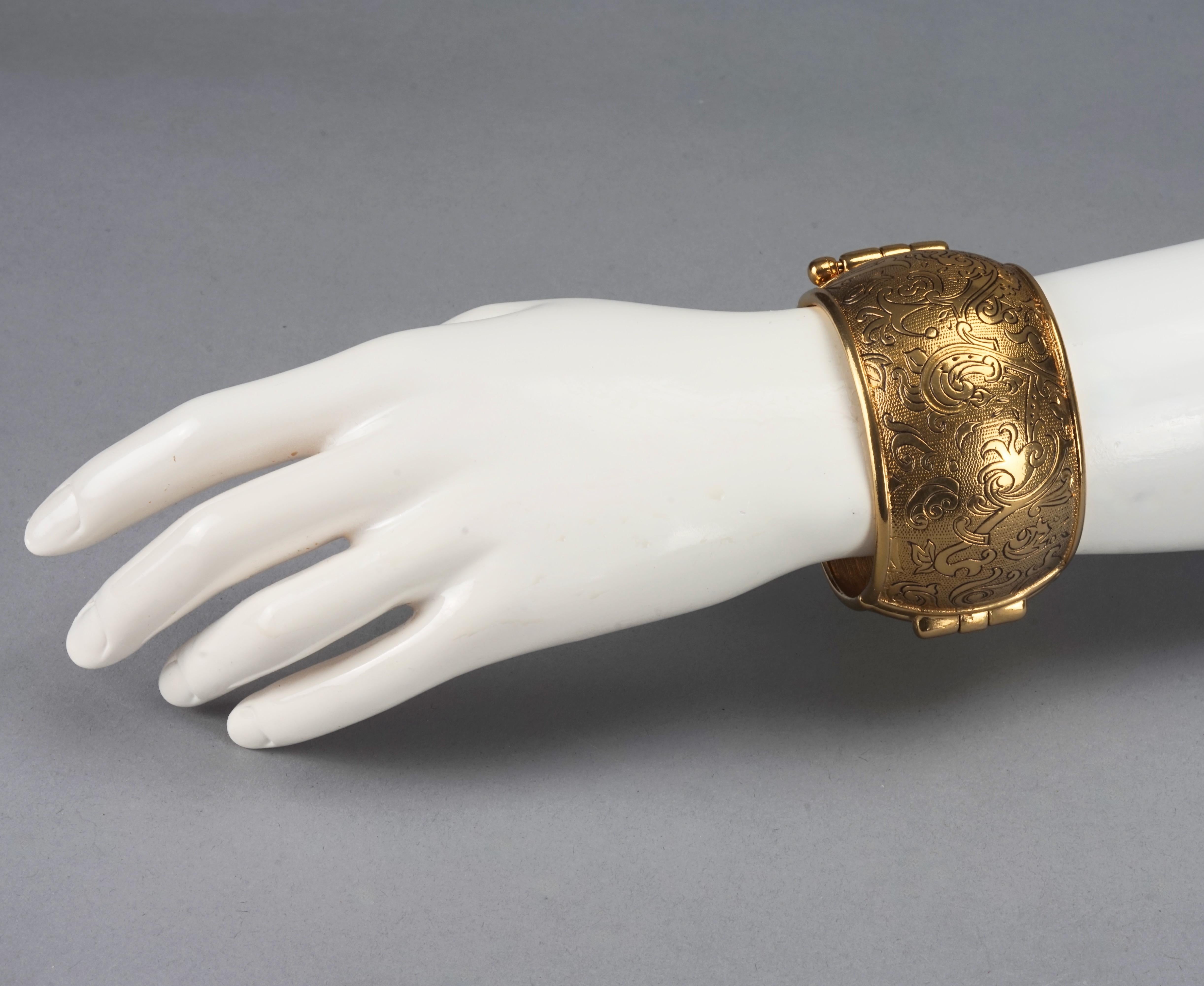 Vintage YVES SAINT LAURENT Ysl Arabesque Textured Cuff Bracelet For Sale 4