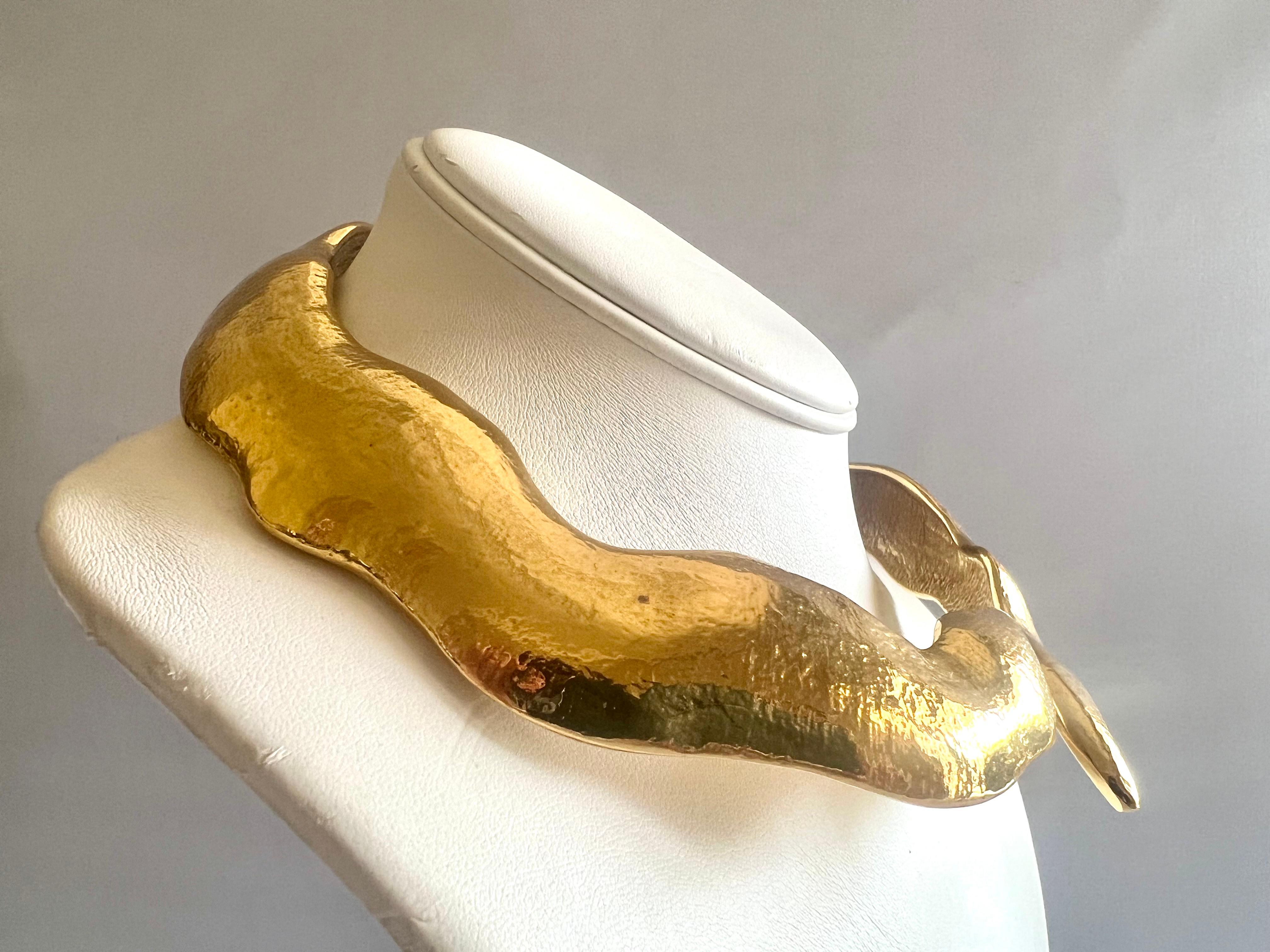 Artisan Vintage Yves Saint Laurent YSL Architectural Gilt Choker Necklace
