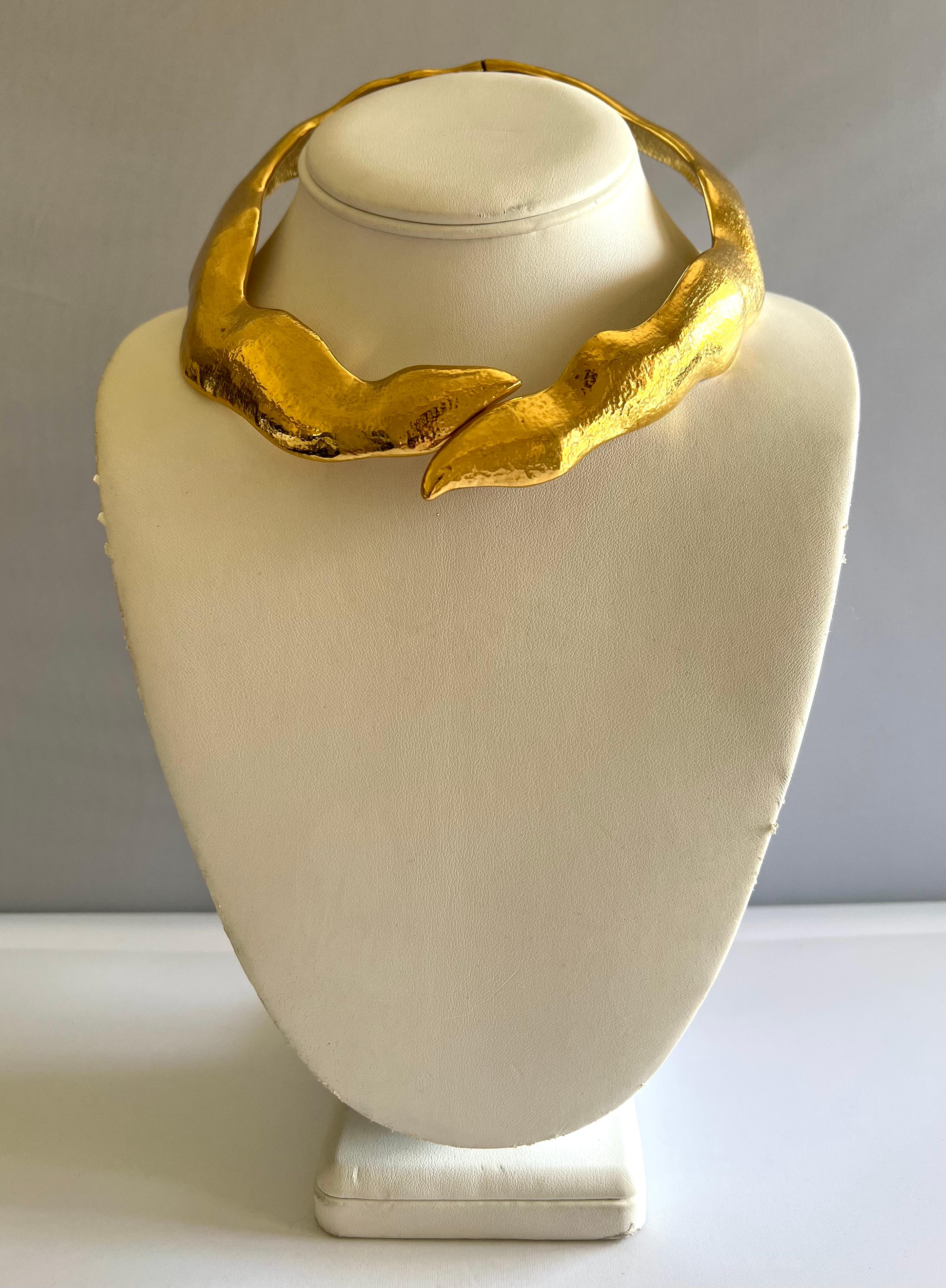 Vintage Yves Saint Laurent YSL Architectural Gilt Choker Necklace 1