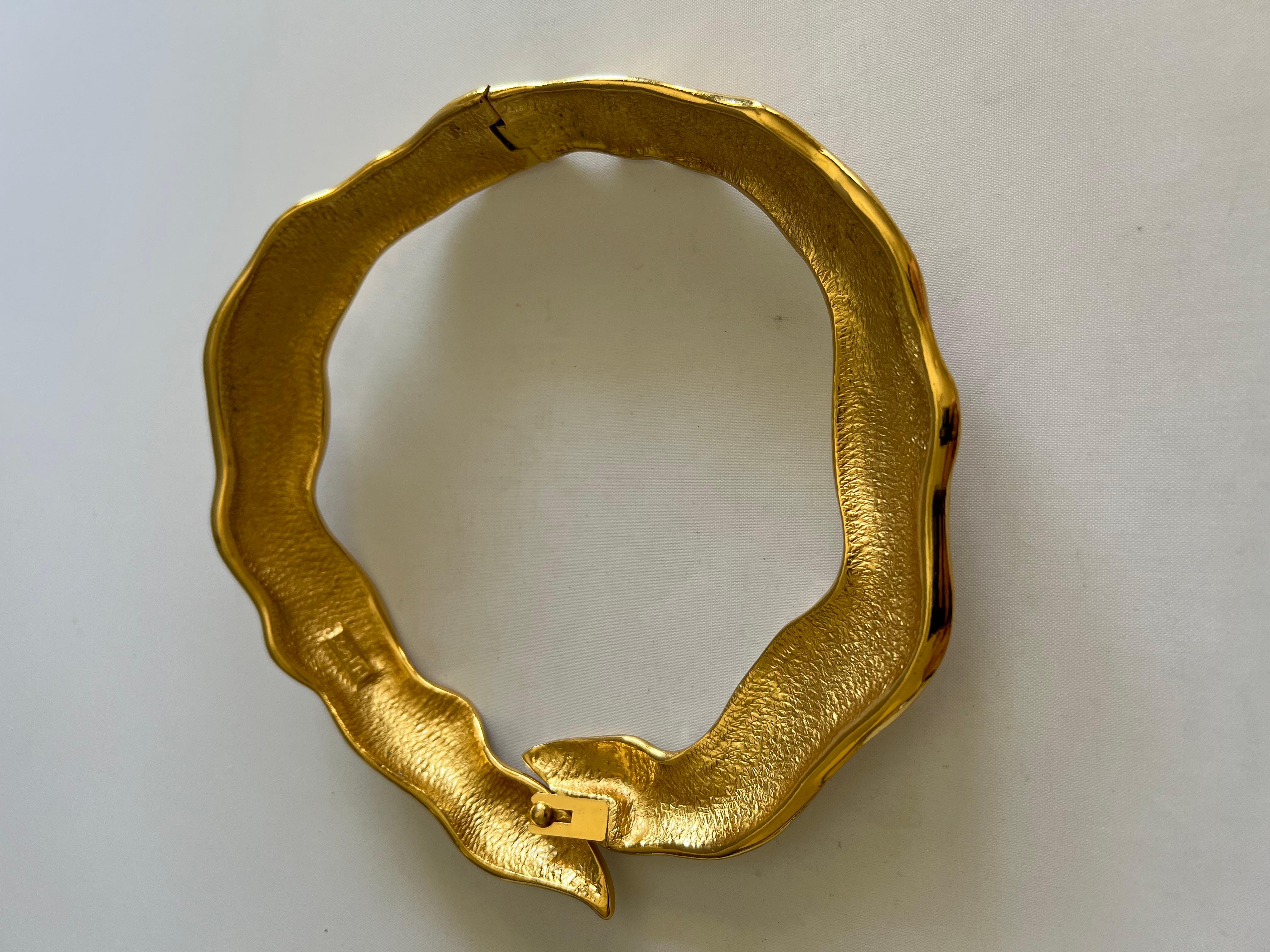 Vintage Yves Saint Laurent YSL Architectural Gilt Choker Necklace 3
