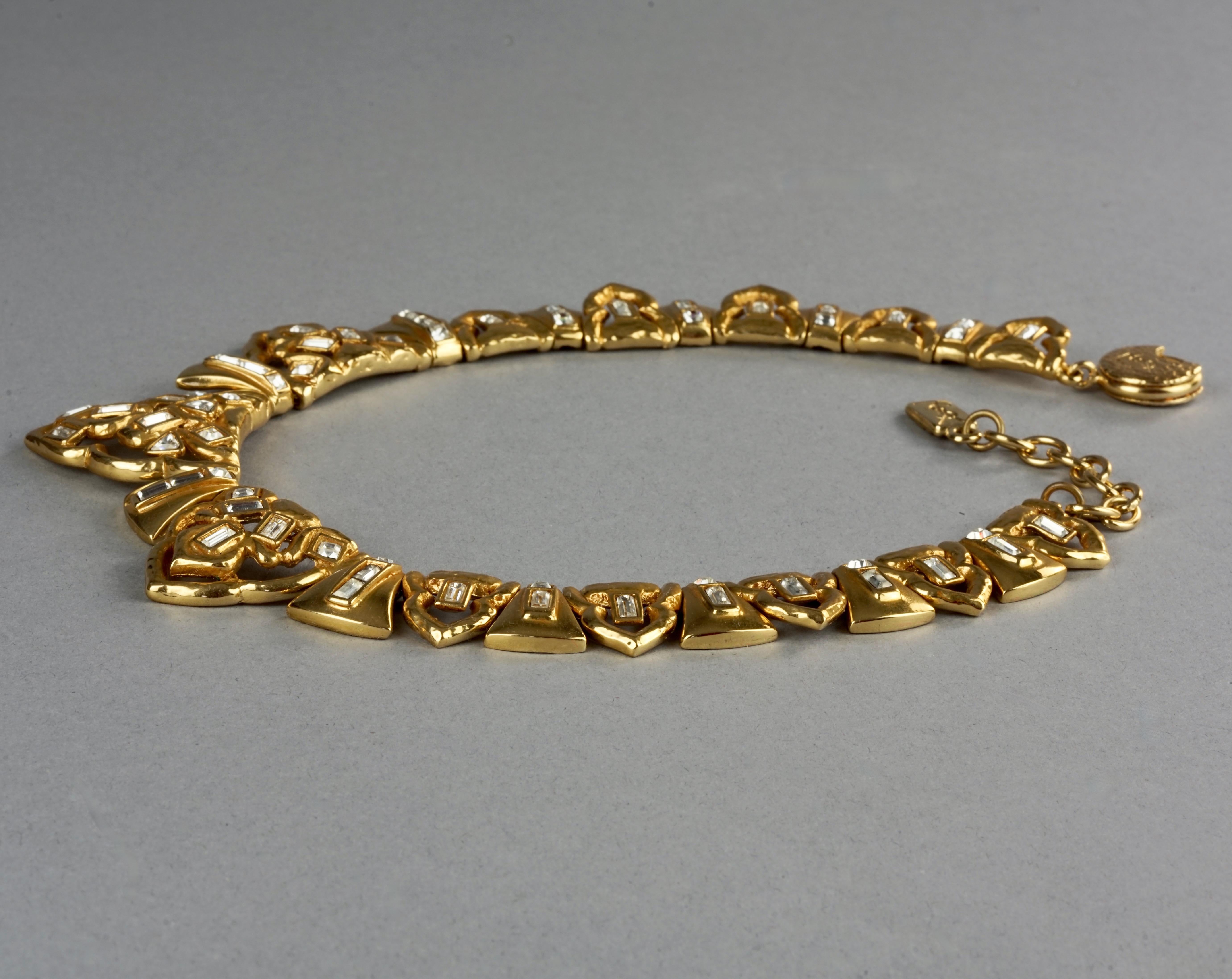 Vintage YVES SAINT LAURENT Ysl Art Deco Rhinestone Link Necklace For Sale 2