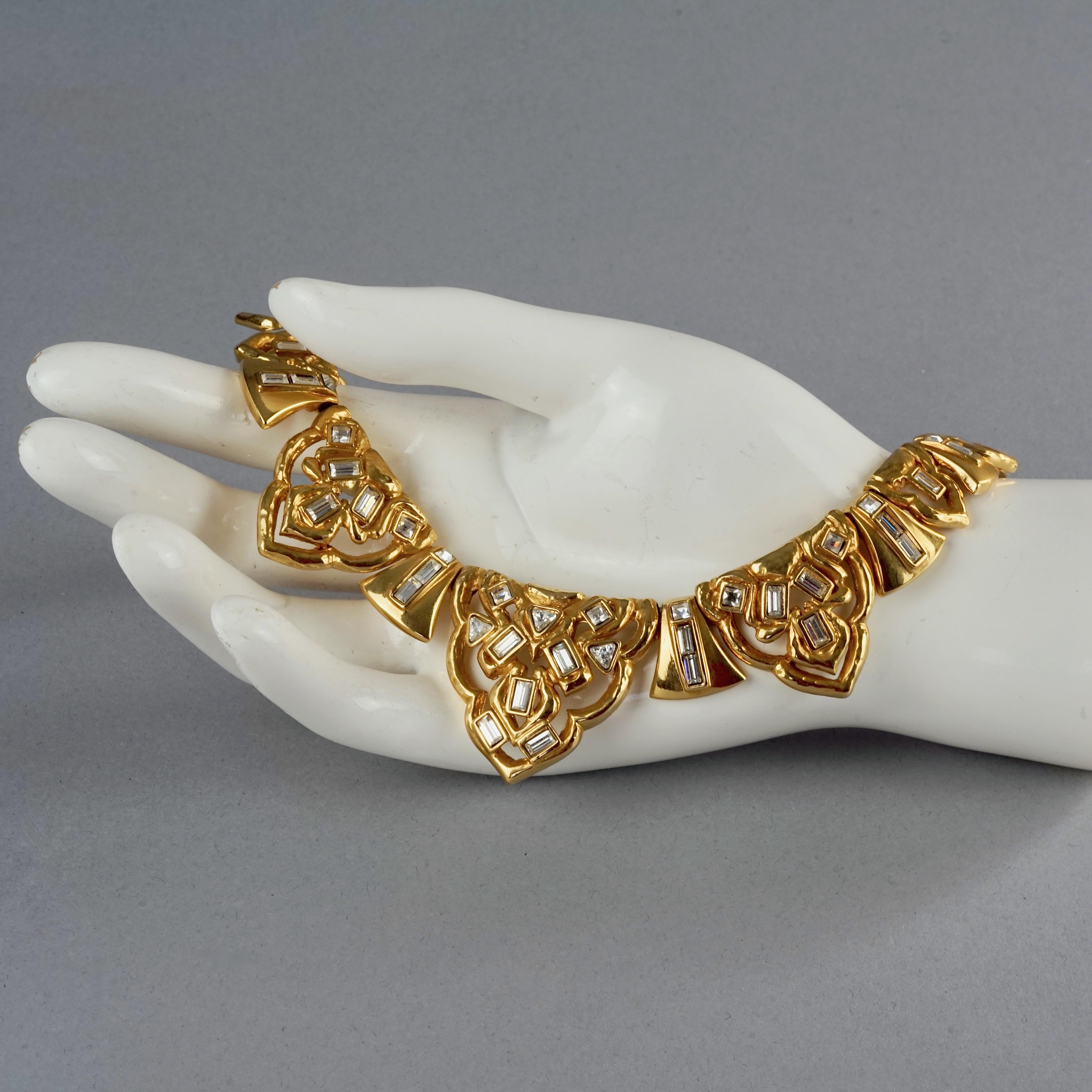 Vintage YVES SAINT LAURENT Ysl Art Deco Rhinestone Link Necklace For Sale 5