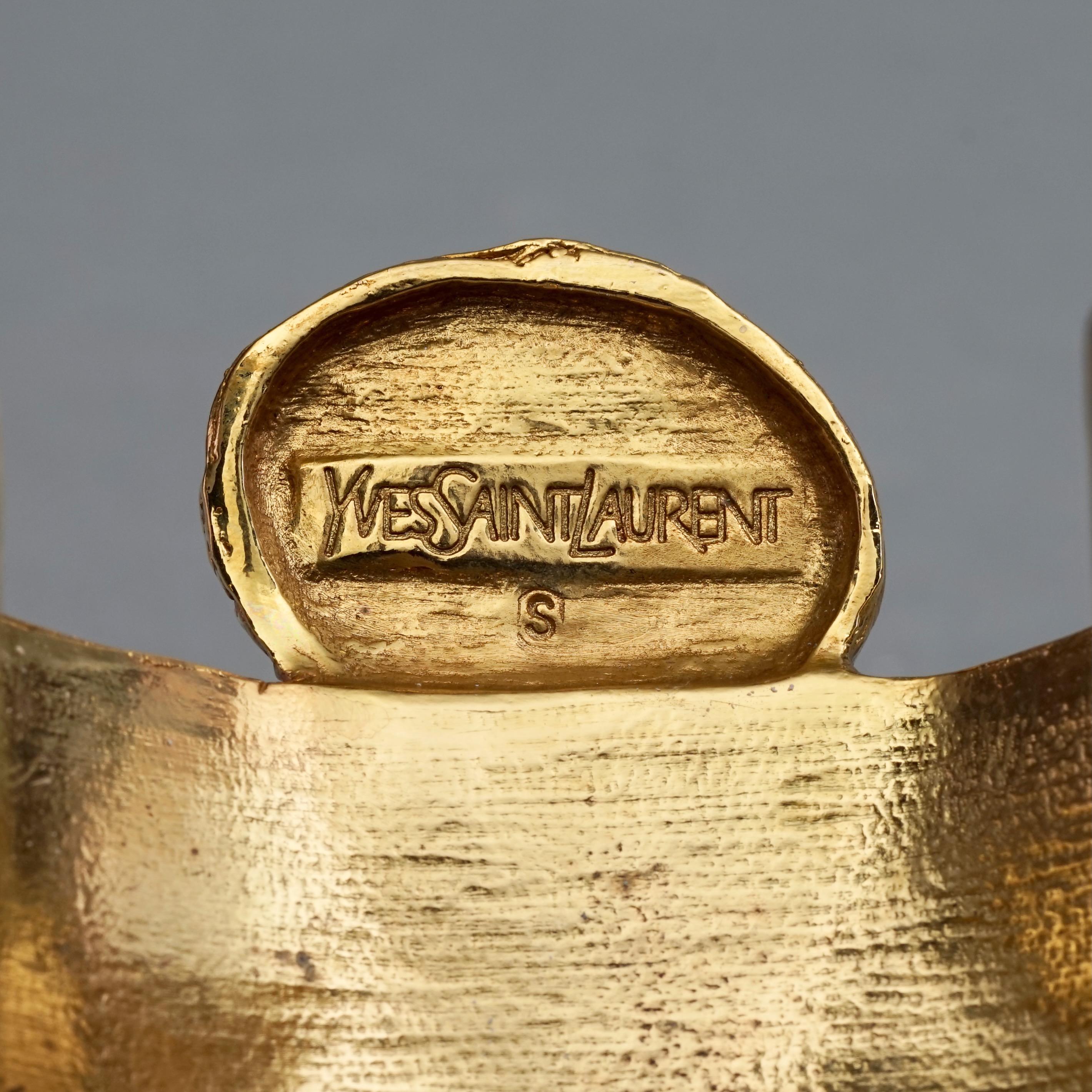 Vintage YVES SAINT LAURENT Ysl Arty Turquoise Cabochon Textured Cuff Bracelet For Sale 3