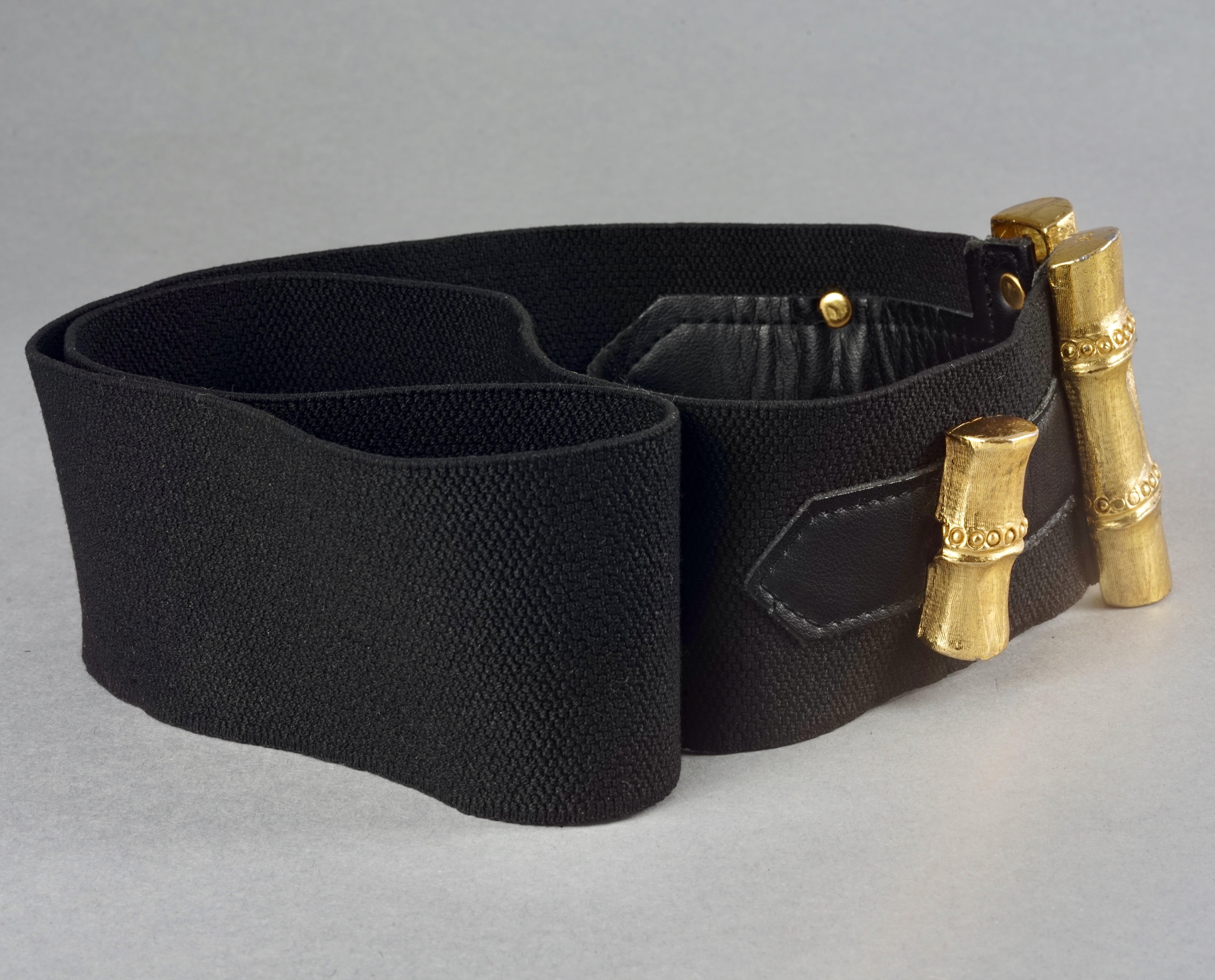 Black Vintage YVES SAINT LAURENT Ysl Bamboo Elastic Belt For Sale