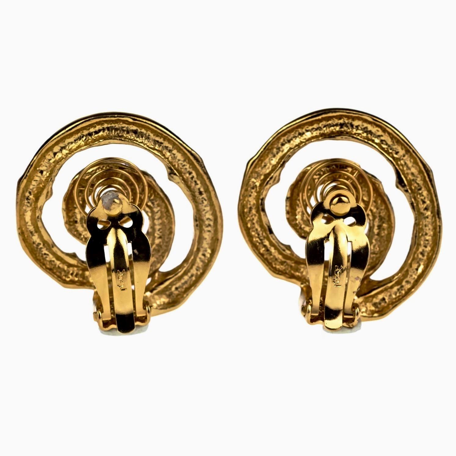 Vintage YVES SAINT LAURENT Ysl Bamboo Spiral Earrings For Sale 2
