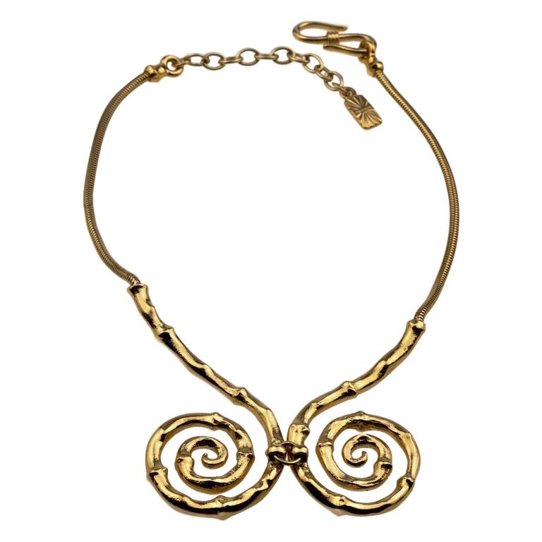 Vintage YVES SAINT LAURENT Ysl Bamboo Spiral Necklace For Sale
