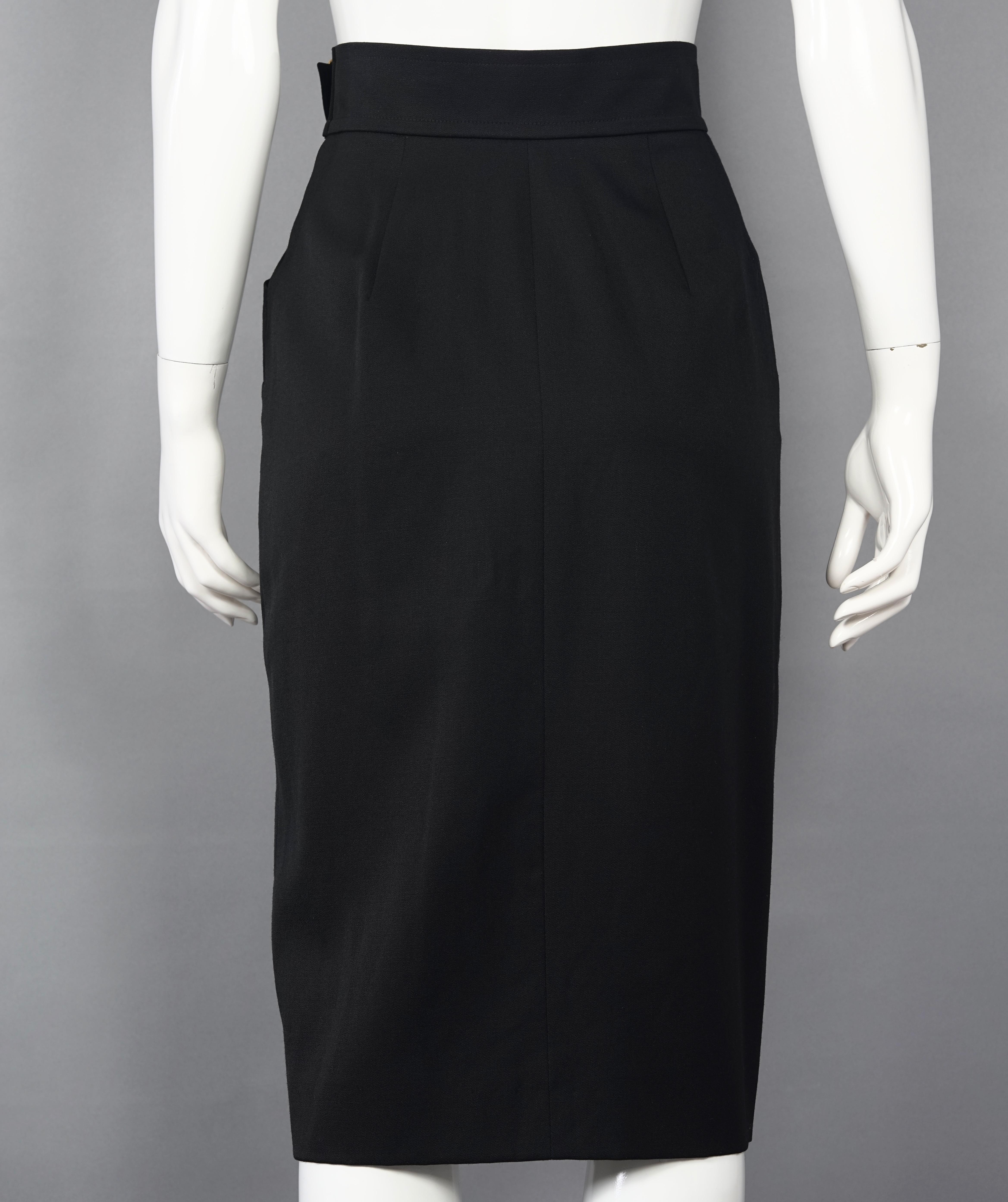 Vintage YVES SAINT LAURENT Ysl Belted Pencil Skirt In Excellent Condition In Kingersheim, Alsace