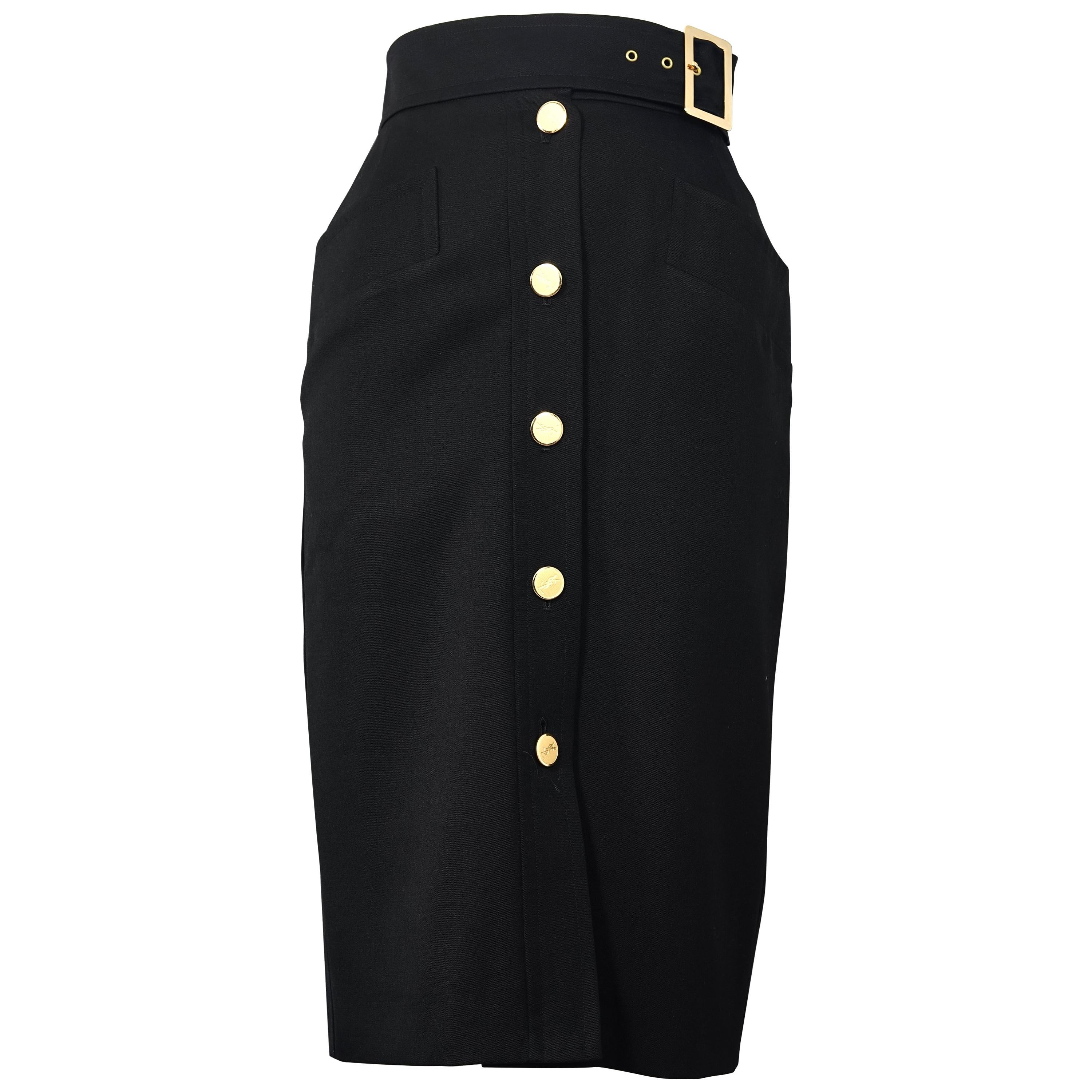 Vintage YVES SAINT LAURENT Ysl Belted Pencil Skirt