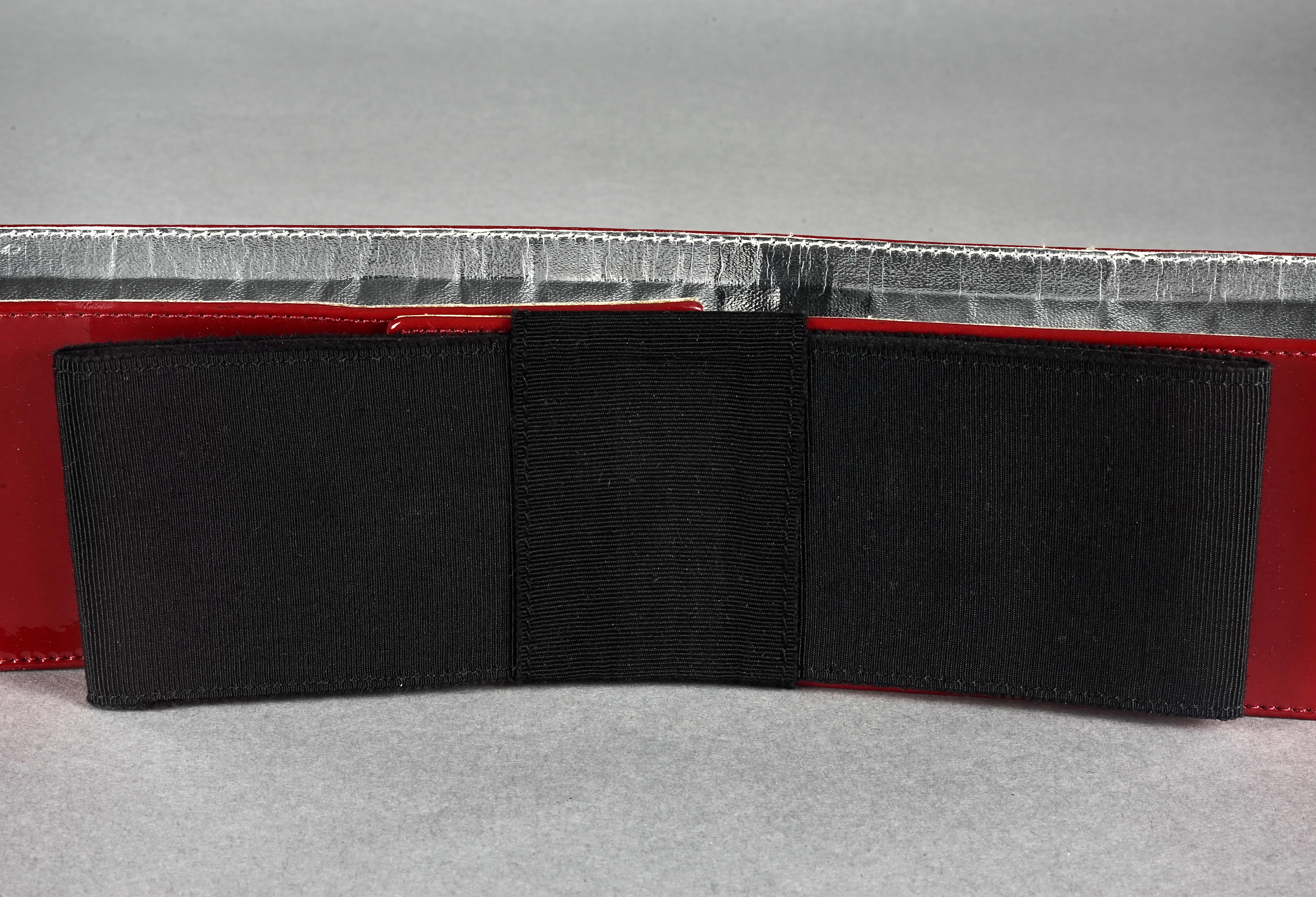 Vintage YVES SAINT LAURENT Ysl Black Bow Red Patent Belt For Sale 3