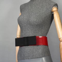Vintage YVES SAINT LAURENT Ysl Black Bow Red Patent Belt