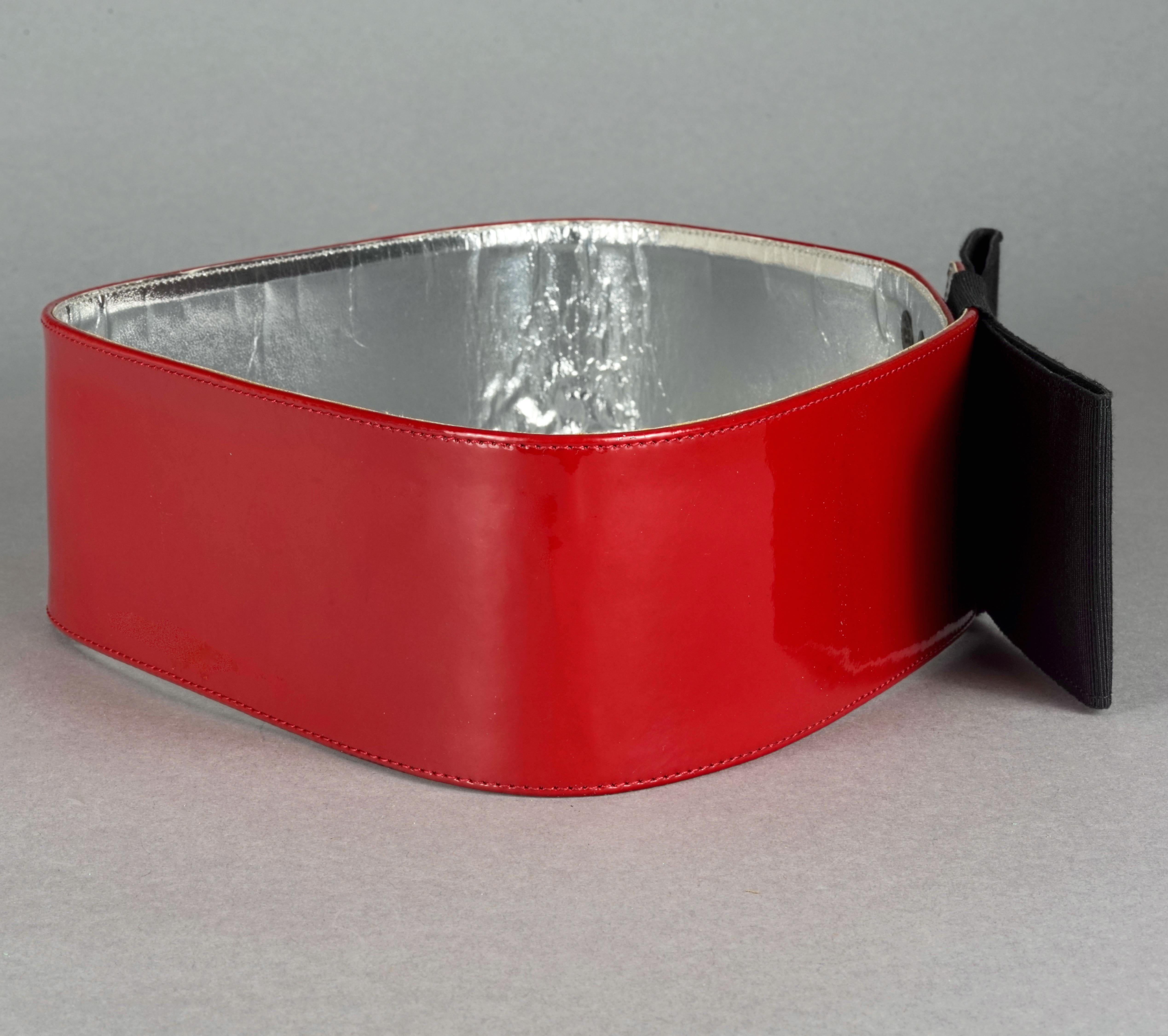 Women's Vintage YVES SAINT LAURENT Ysl Black Bow Red Patent Belt For Sale