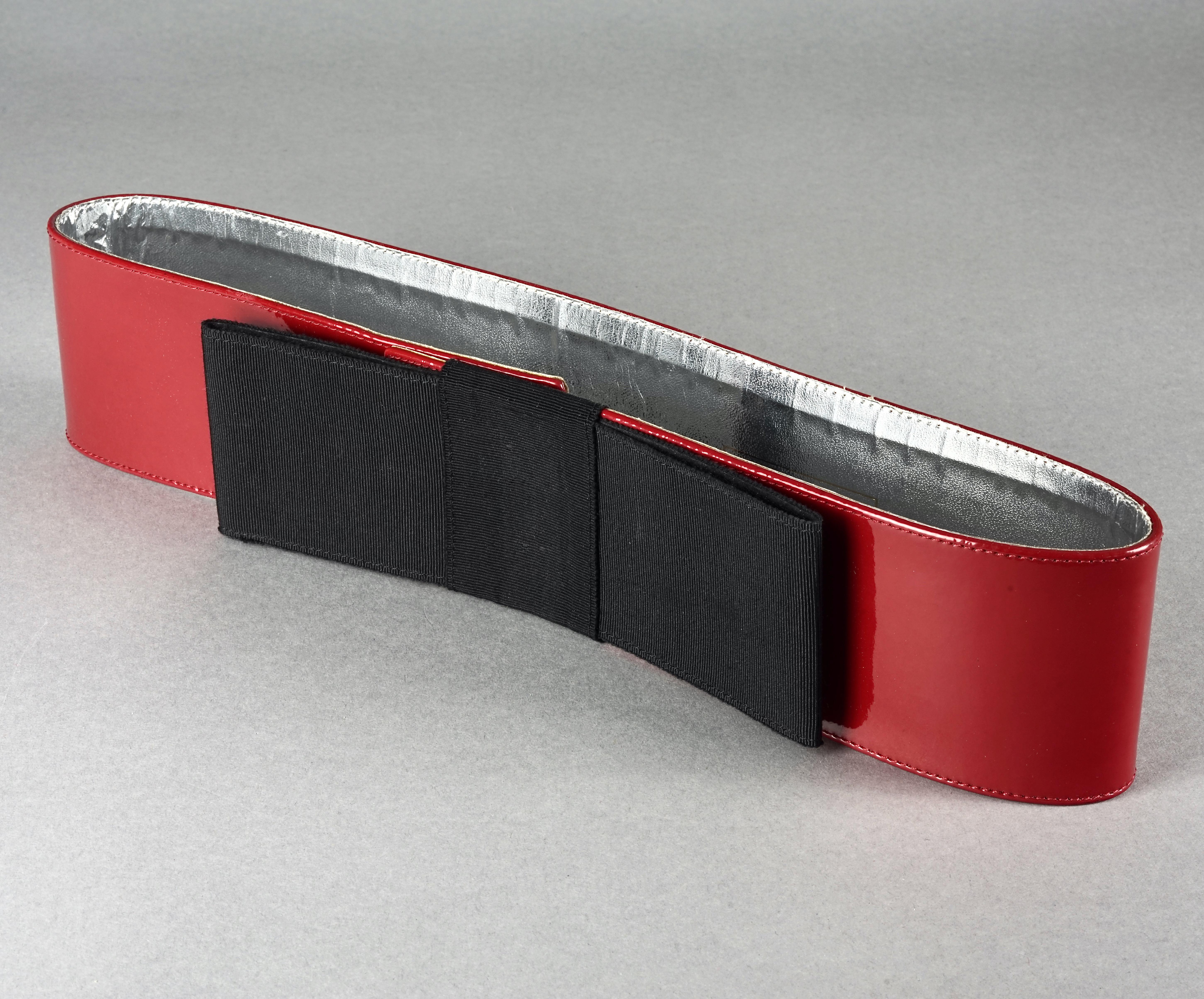 Vintage YVES SAINT LAURENT Ysl Black Bow Red Patent Belt For Sale 1
