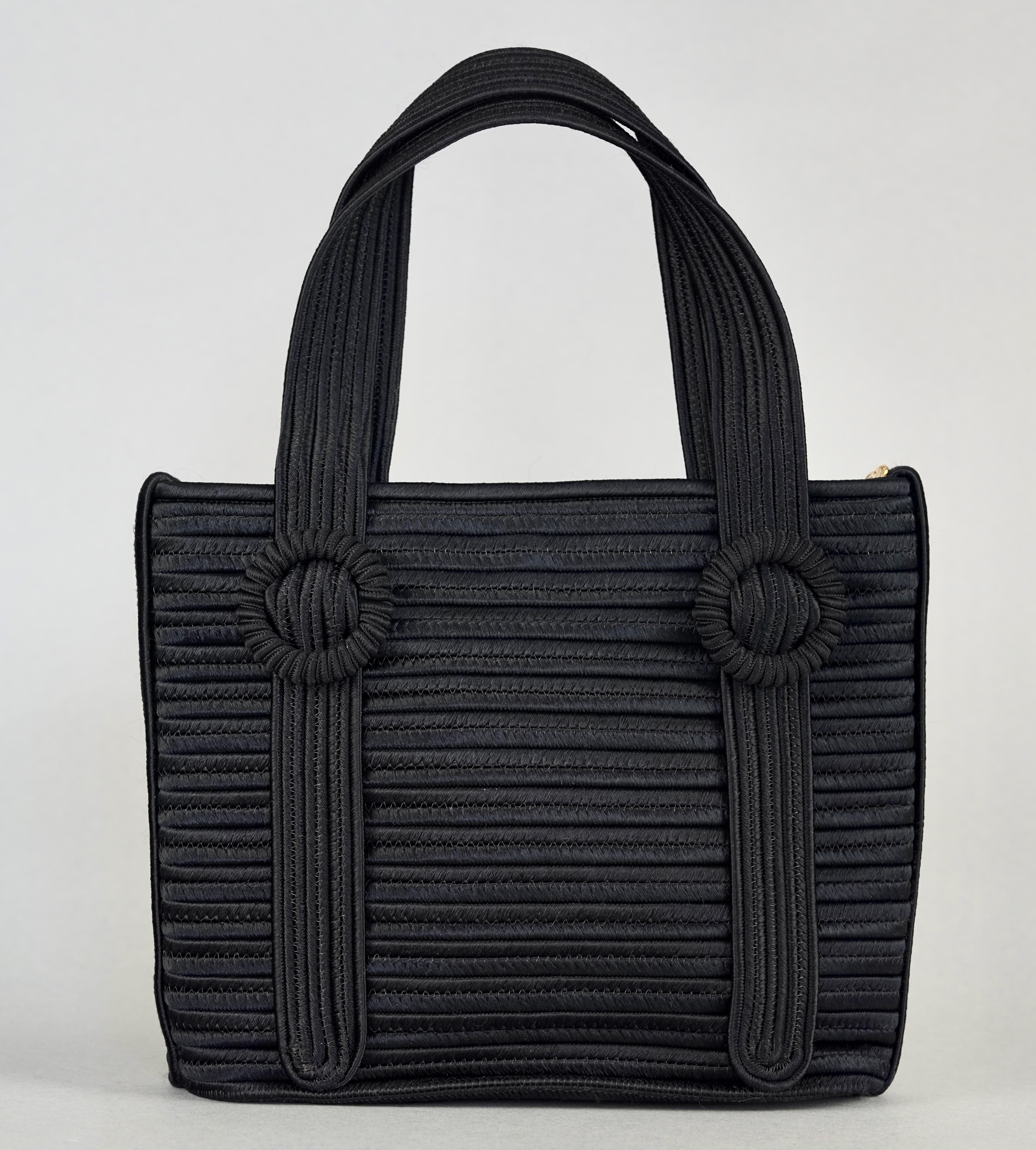 Vintage YVES SAINT LAURENT Ysl Black Passementerie  Hand Bag In Excellent Condition For Sale In Kingersheim, Alsace