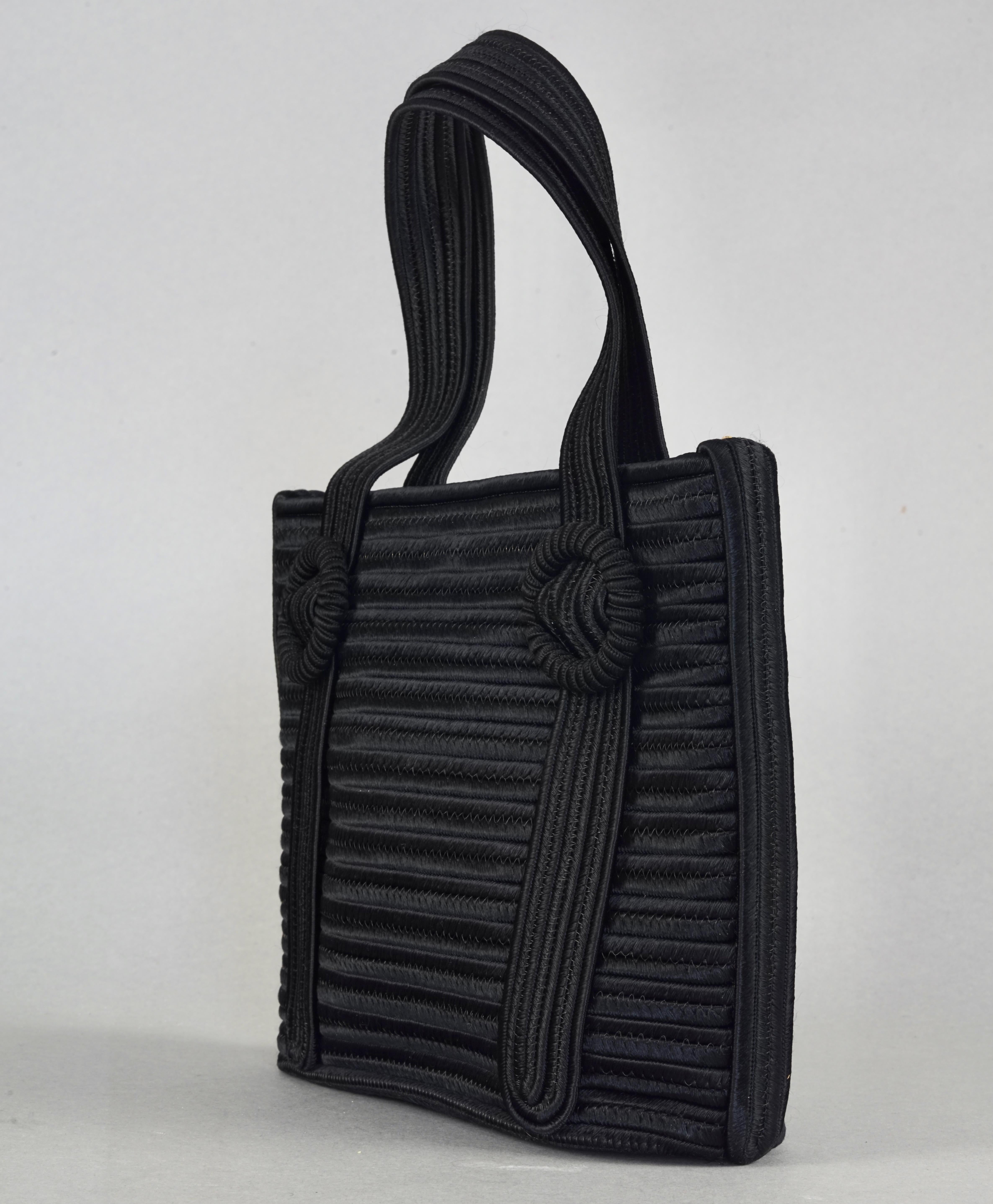 Women's Vintage YVES SAINT LAURENT Ysl Black Passementerie  Hand Bag For Sale