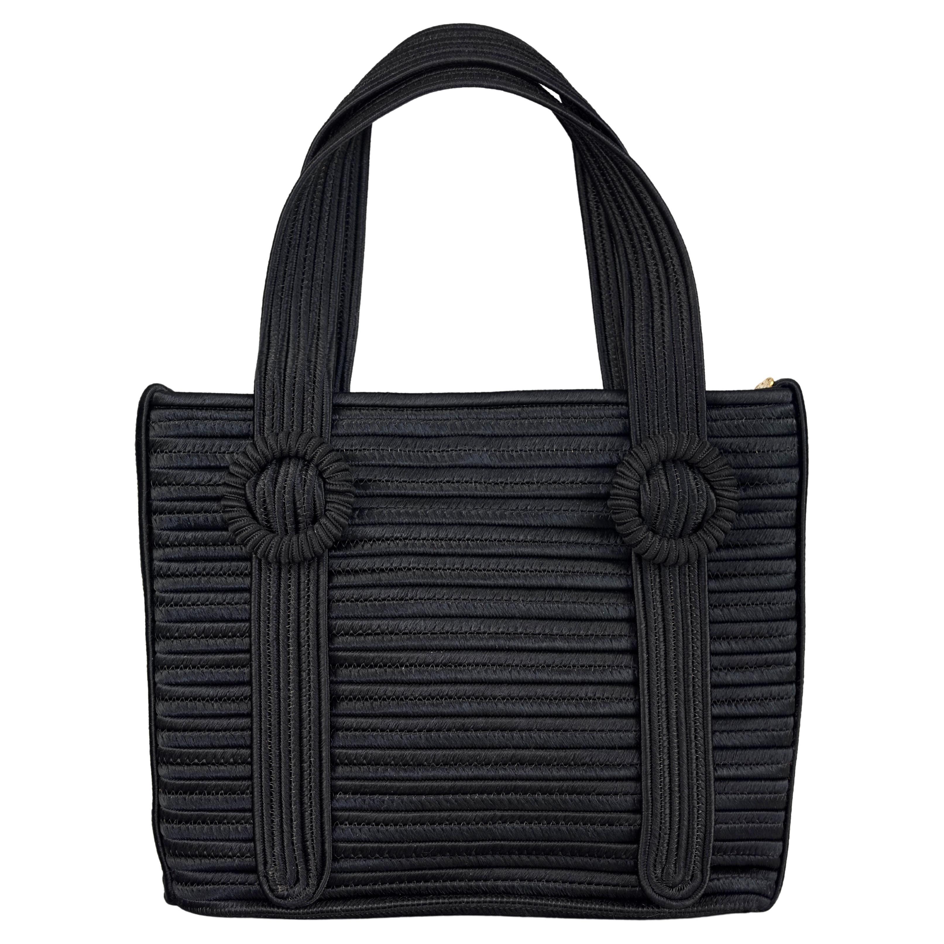 Vintage YVES SAINT LAURENT Ysl Black Passementerie  Hand Bag