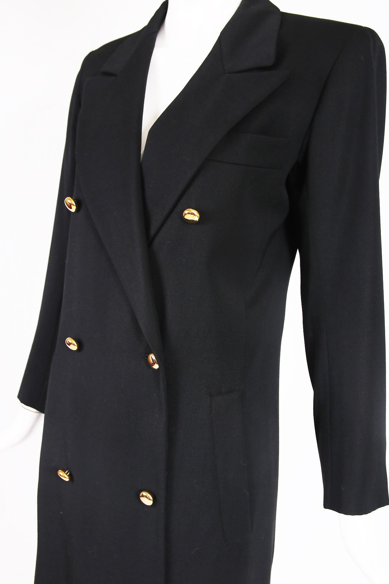 Women's Vintage Yves Saint Laurent YSL Black Smoking Coat