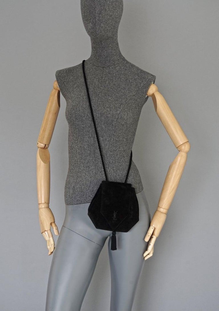 Vintage YVES SAINT LAURENT Ysl Black Tassel Suede Shoulder ...