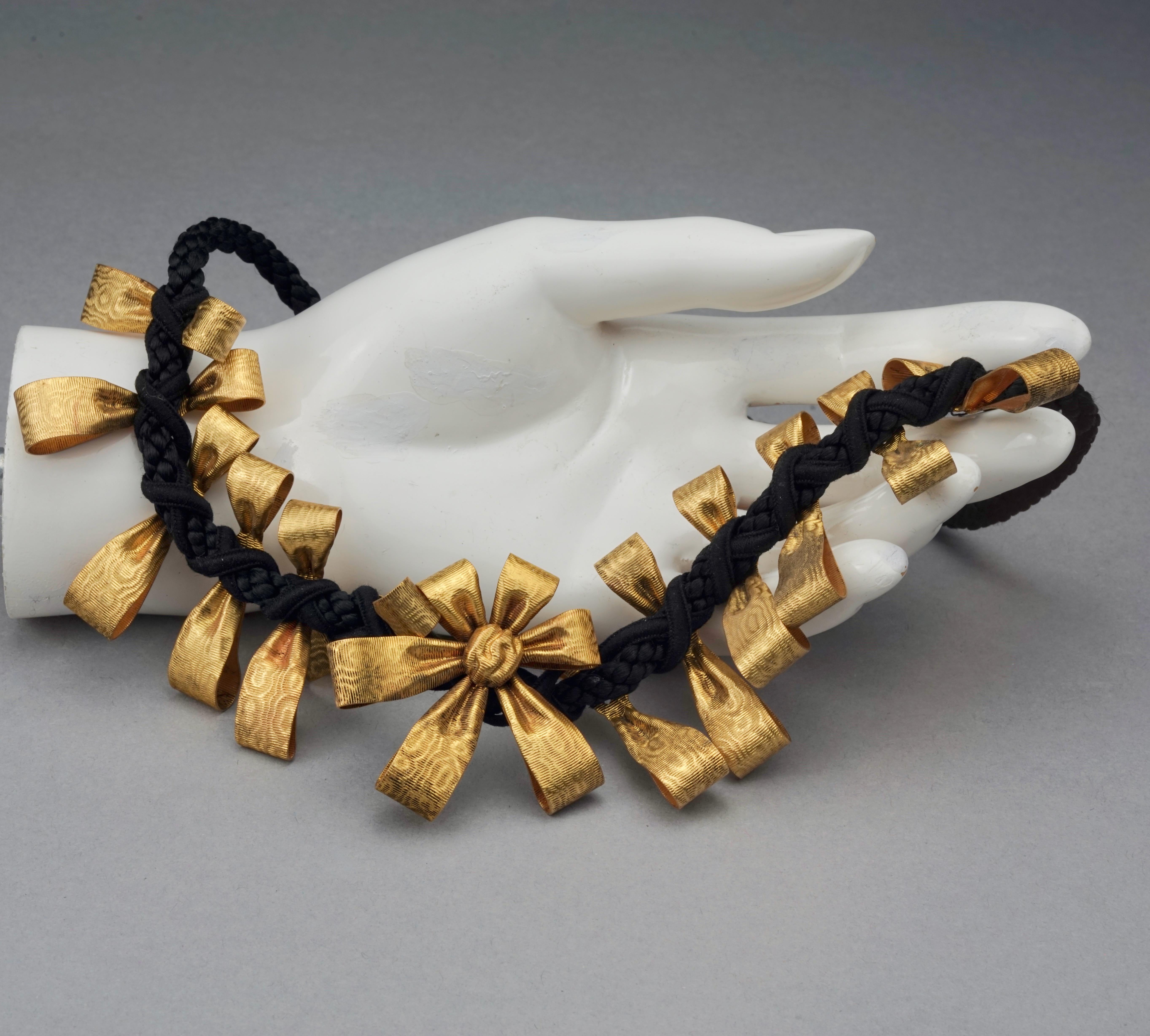 Vintage YVES SAINT LAURENT Ysl Bow Ribbon Charm Choker Necklace For Sale 3