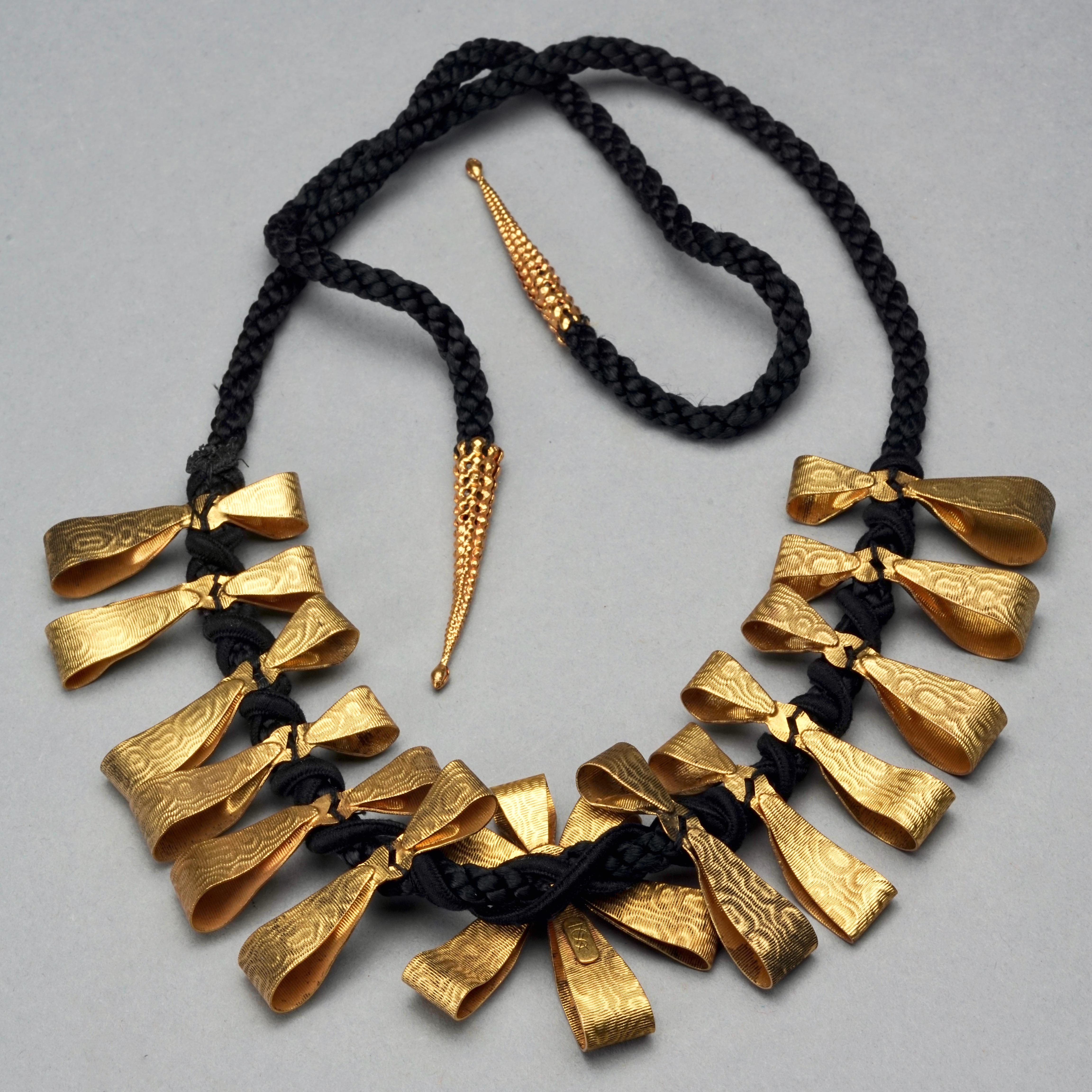 Vintage YVES SAINT LAURENT Ysl Bow Ribbon Charm Choker Necklace For Sale 5