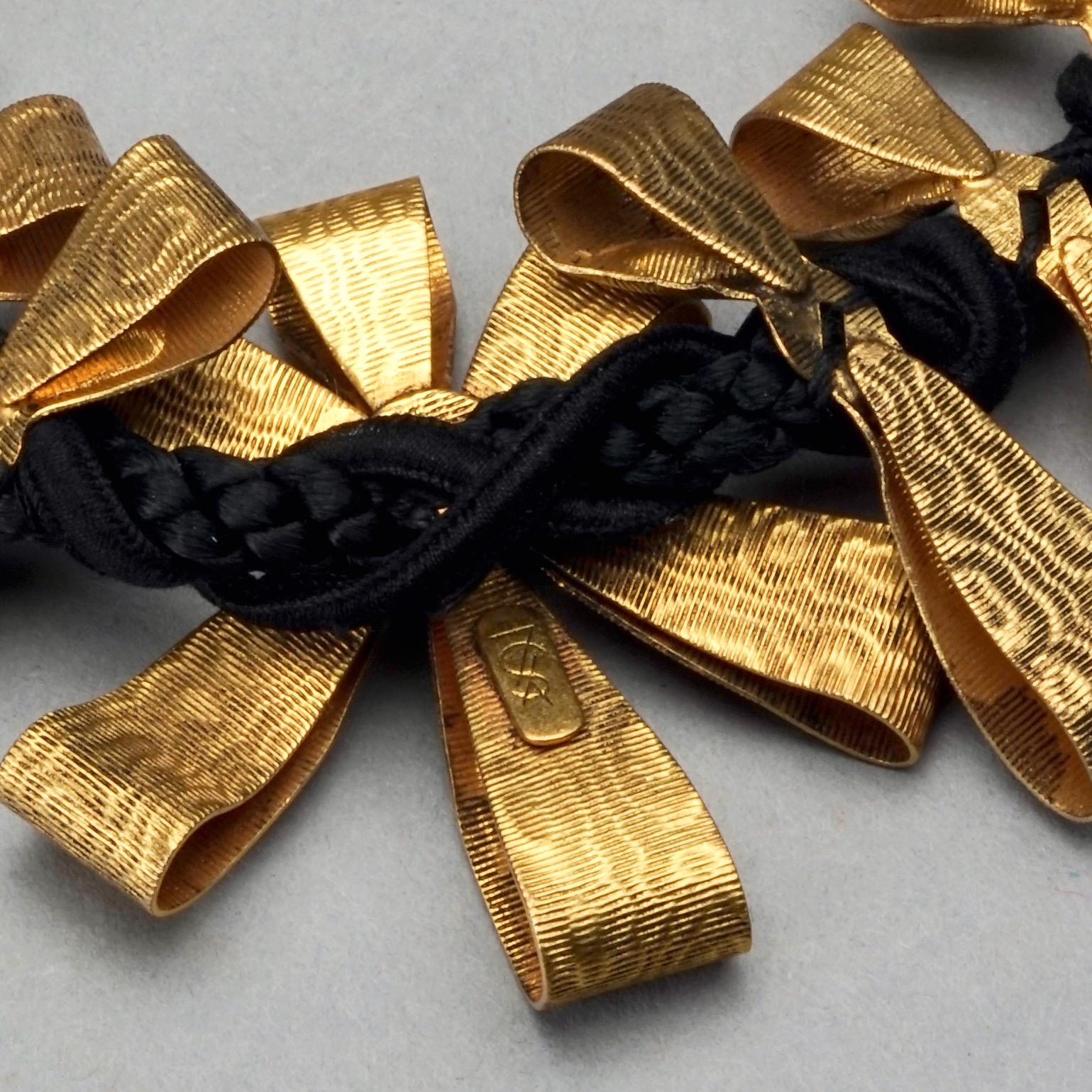 Vintage YVES SAINT LAURENT Ysl Bow Ribbon Charm Choker Necklace For Sale 6
