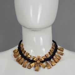 Vintage YVES SAINT LAURENT Ysl Bow Ribbon Charm Choker Necklace