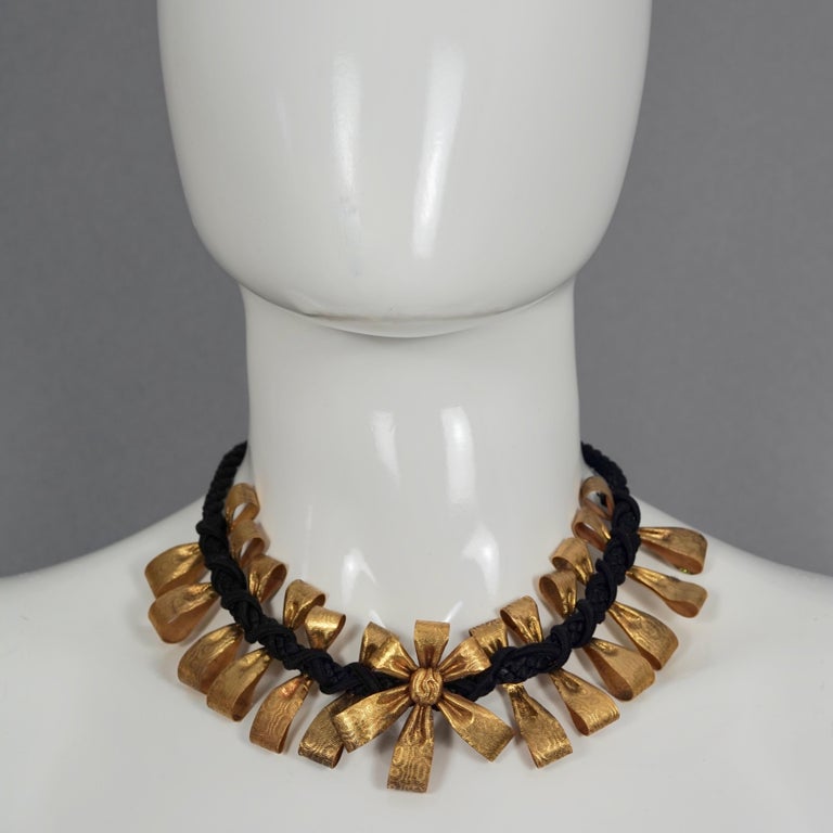 Ysl Ribbon Vintage YVES SAINT LAURENT Ysl Bow Ribbon Charm Choker Necklace For ...
