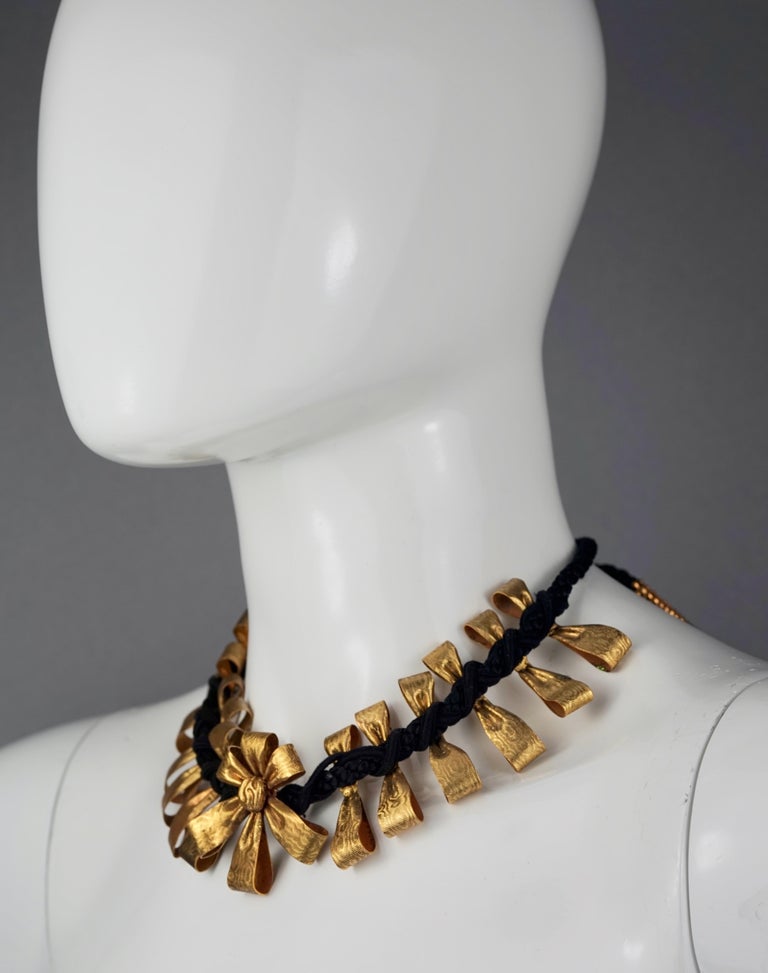 Ysl Ribbon Vintage YVES SAINT LAURENT Ysl Bow Ribbon Charm Choker Necklace For ...