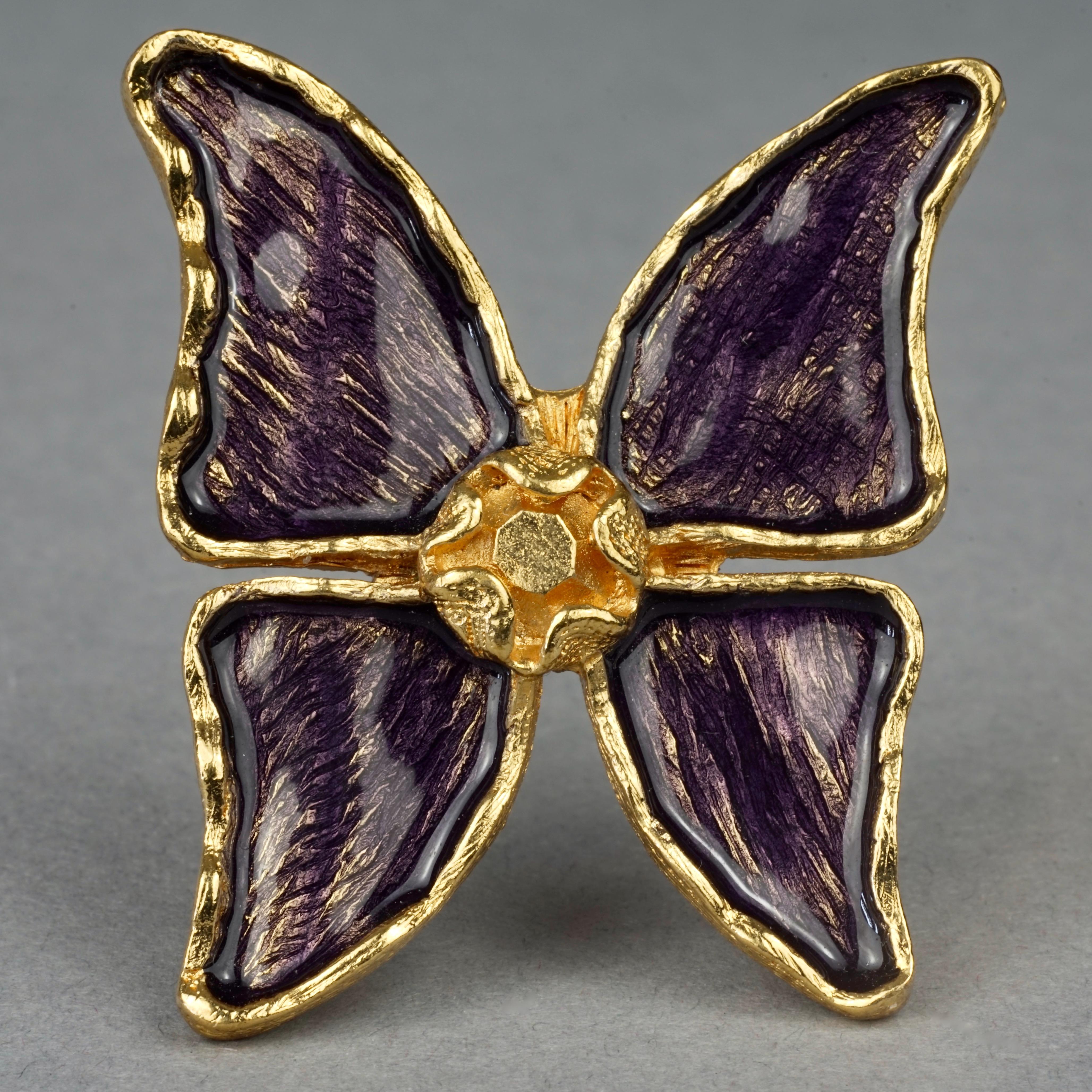 Vintage YVES SAINT LAURENT Ysl Butterfly Enamel Brooch In Excellent Condition For Sale In Kingersheim, Alsace