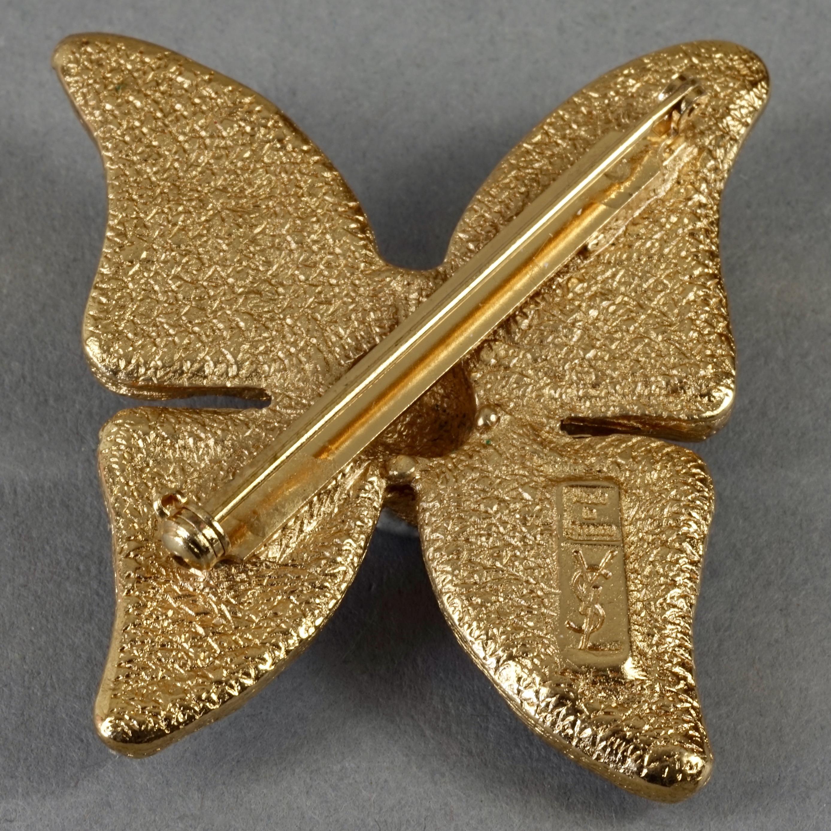 Vintage YVES SAINT LAURENT Ysl Butterfly Enamel Brooch For Sale 1