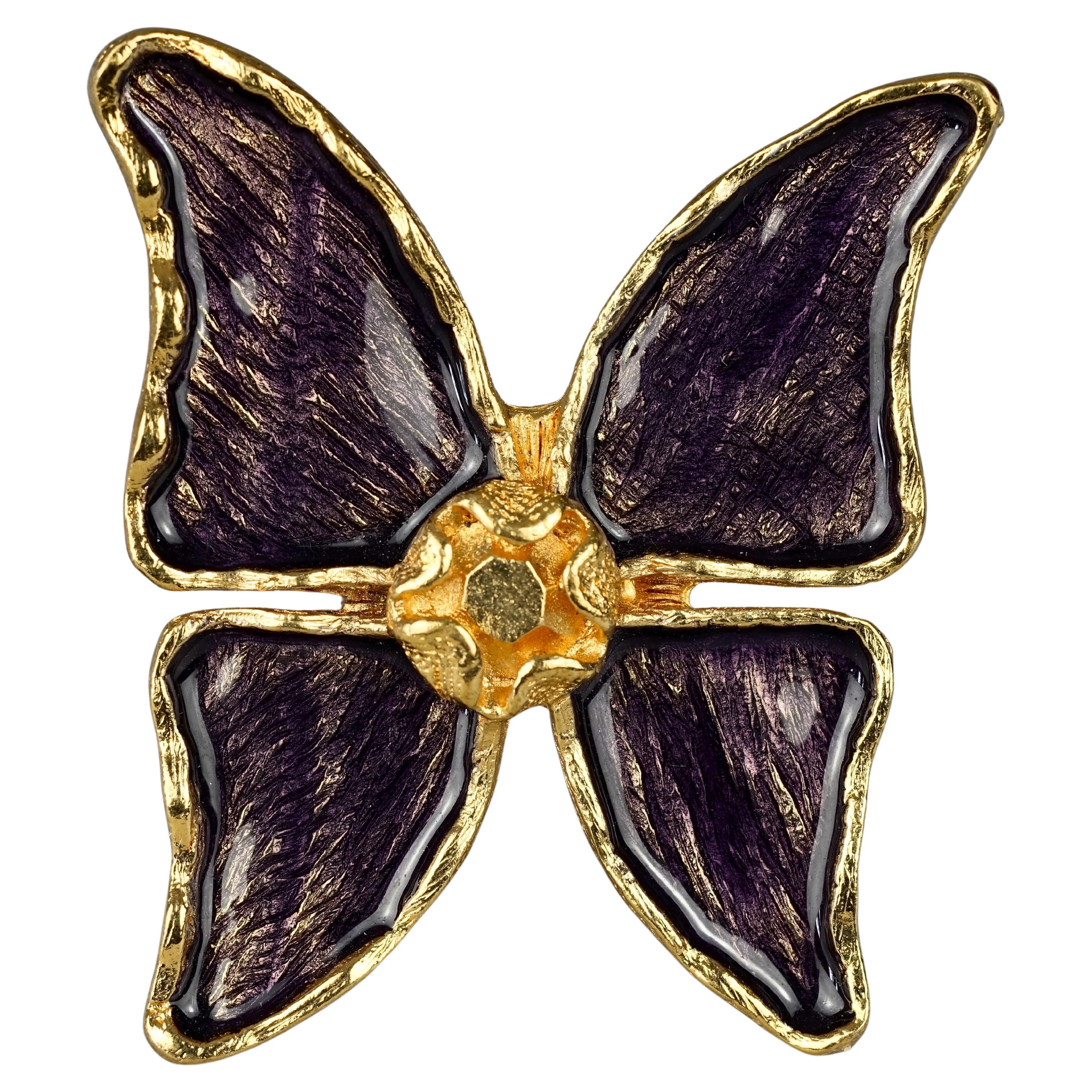 Vintage YVES SAINT LAURENT Ysl Butterfly Enamel Brooch For Sale