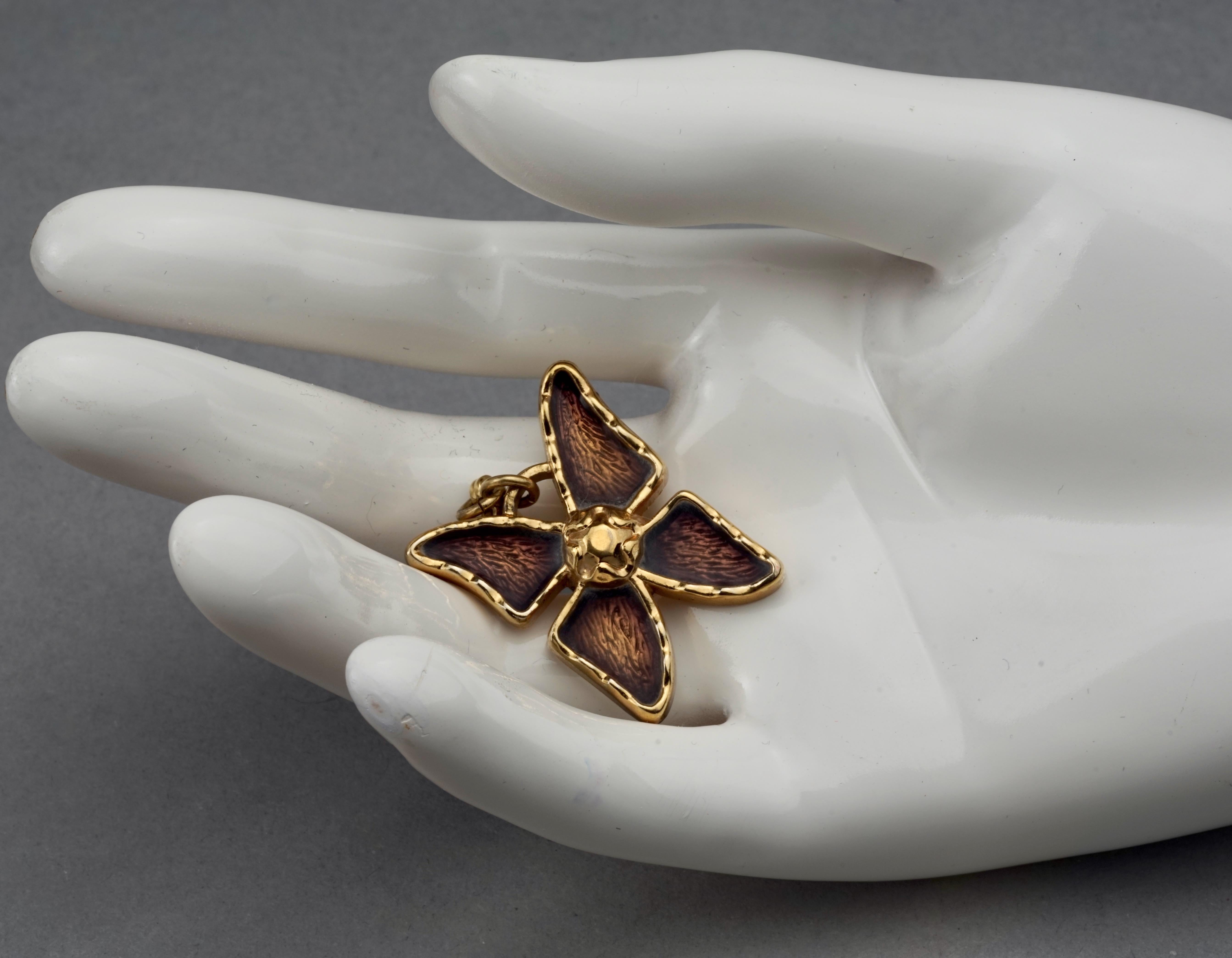Women's Vintage YVES SAINT LAURENT Ysl Butterfly Enamel Charm Pendant Necklace For Sale