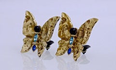 Vintage Yves Saint Laurent YSL Butterfly Jeweled Earrings