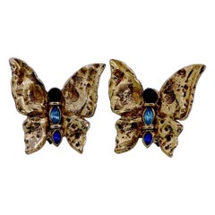 Vintage Yves Saint Laurent YSL Butterfly Jeweled Earrings