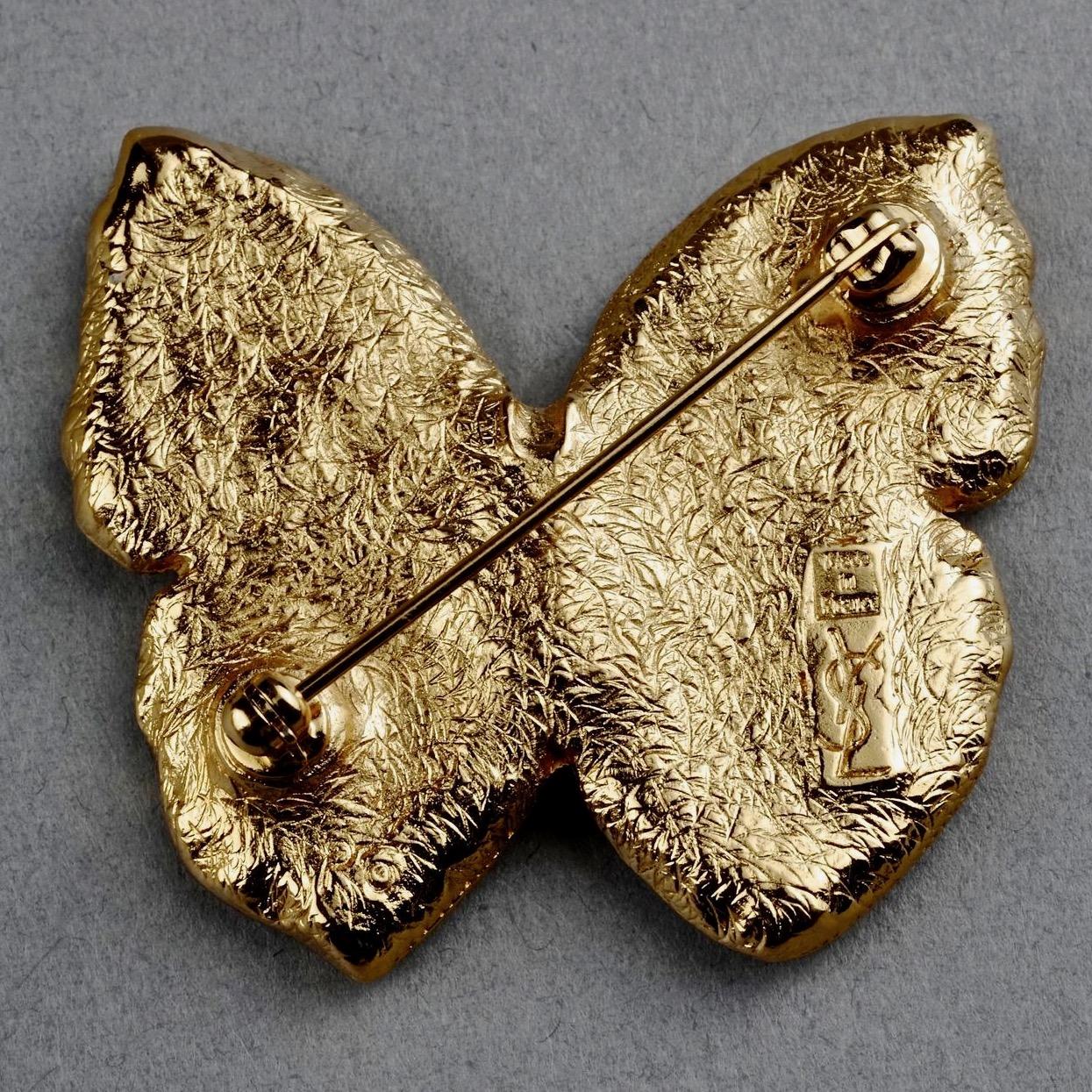 Women's or Men's Vintage YVES SAINT LAURENT Ysl Butterfly Rhinestone Brooch