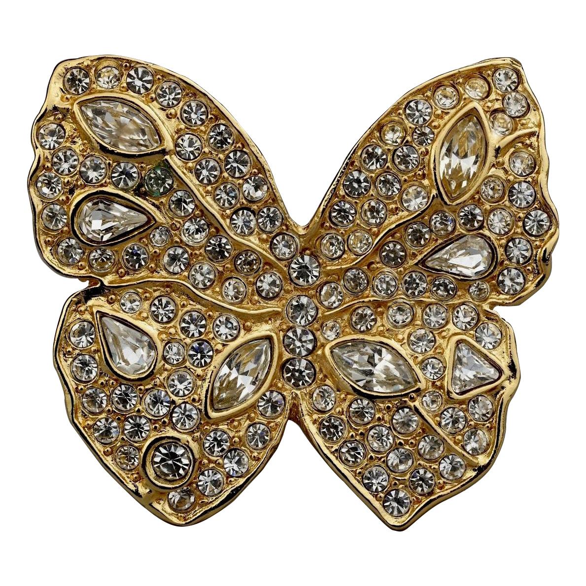 Vintage YVES SAINT LAURENT Ysl Butterfly Rhinestone Brooch