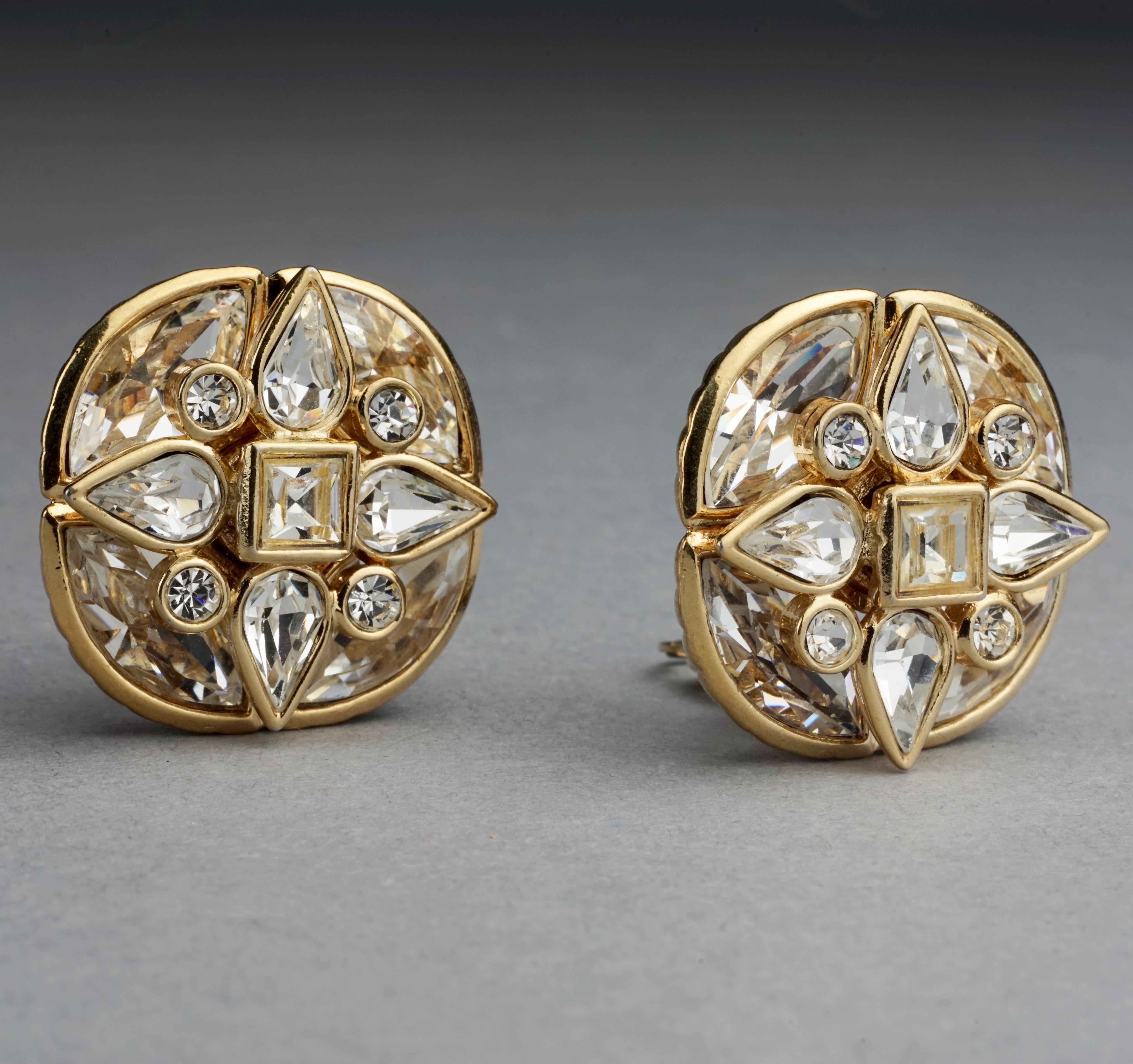 Vintage YVES SAINT LAURENT Ysl by Goossens Flower Overlay Rhinestones Earrings 4