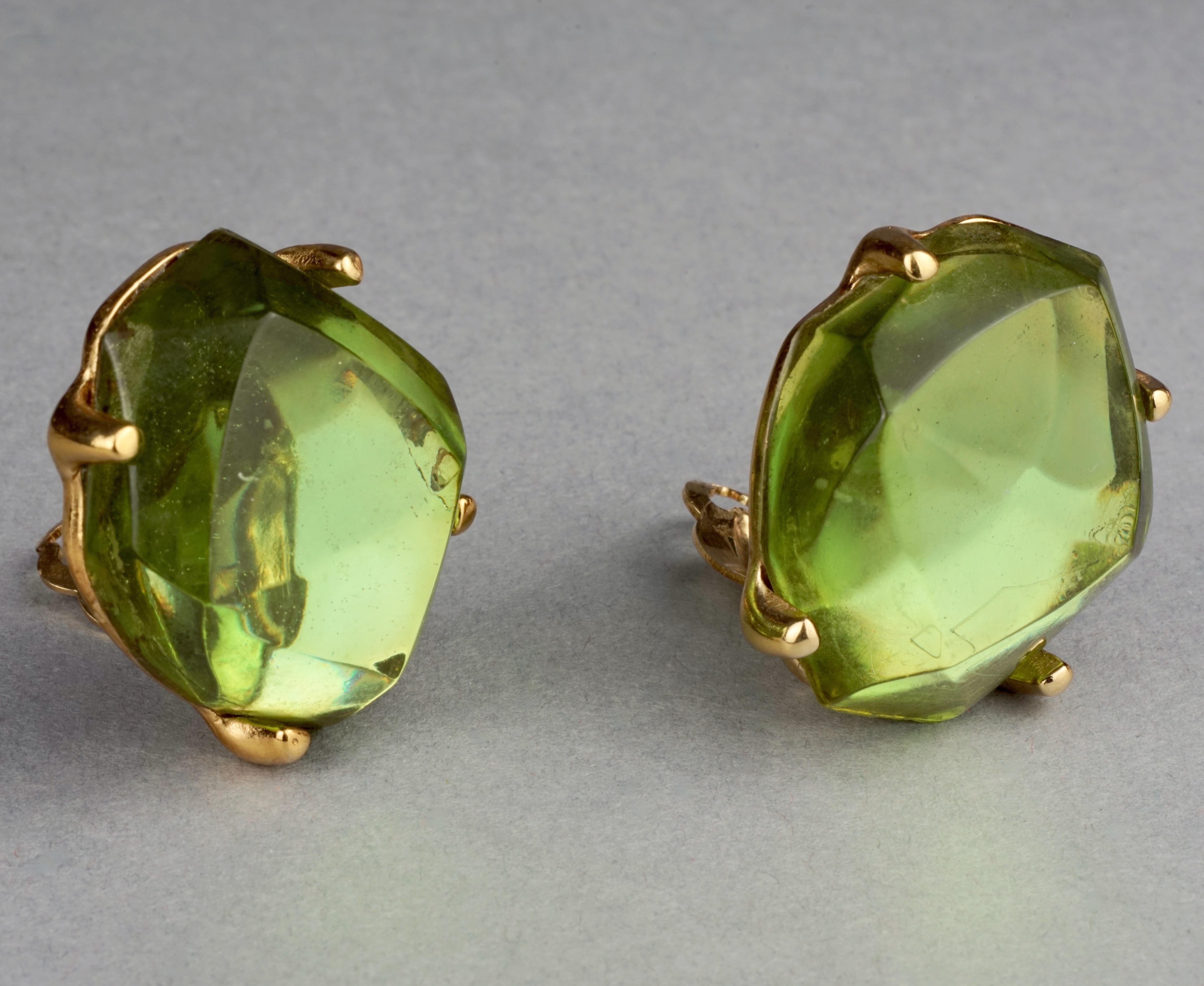 Vintage YVES SAINT LAURENT Ysl by Goossens Irregular Faceted Lucite Earrings In Good Condition In Kingersheim, Alsace