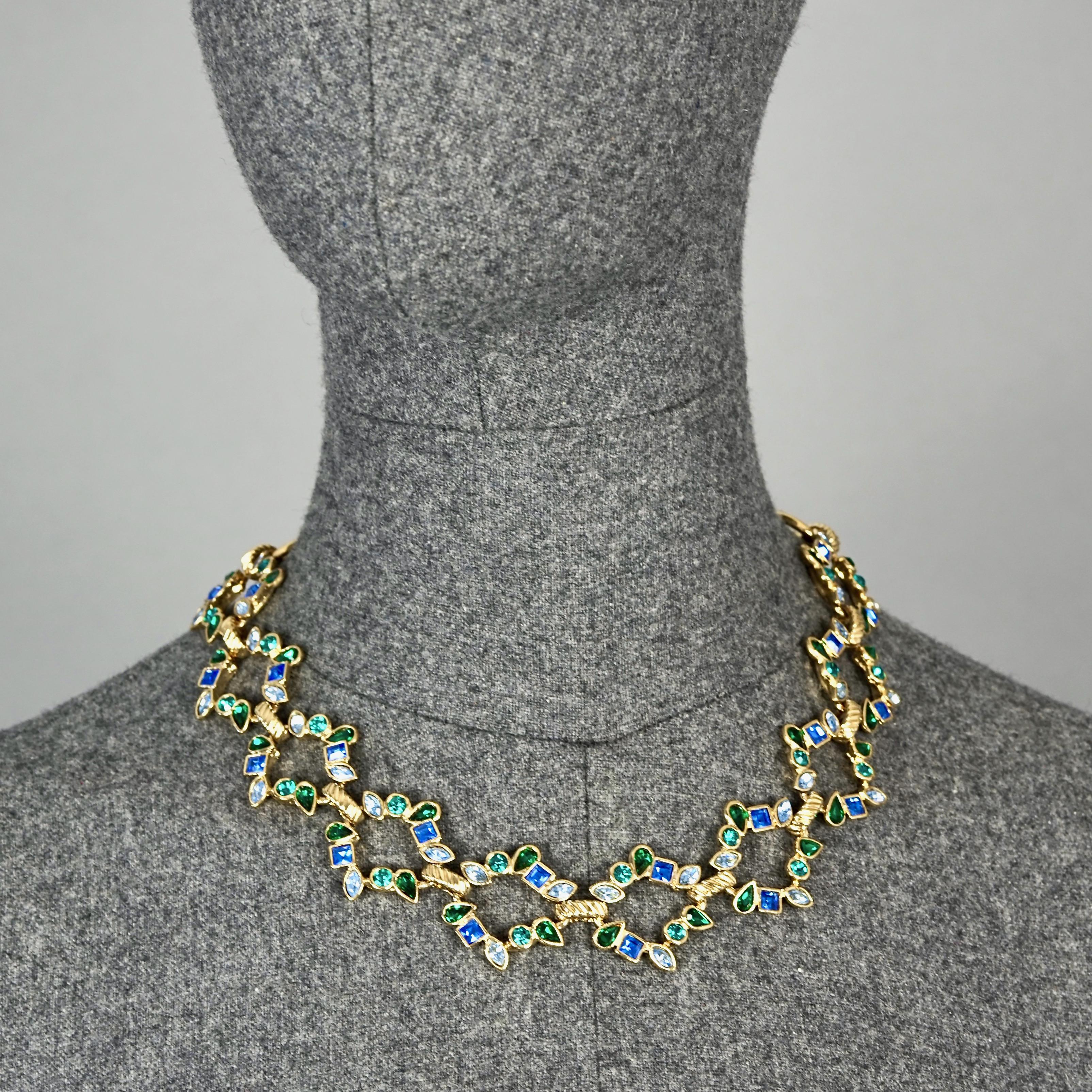 Vintage YVES SAINT LAURENT Ysl by Goossens Multi Color Rhinestone Necklace

Measurements:
Height: 1.18 inches (3 cm)
Wearable Length: 16.73 inches to 18.11 inches (42.5 cm to 46 cm)

Features:
- 100% Authentic YVES SAINT LAURENT.
- Multi coloured