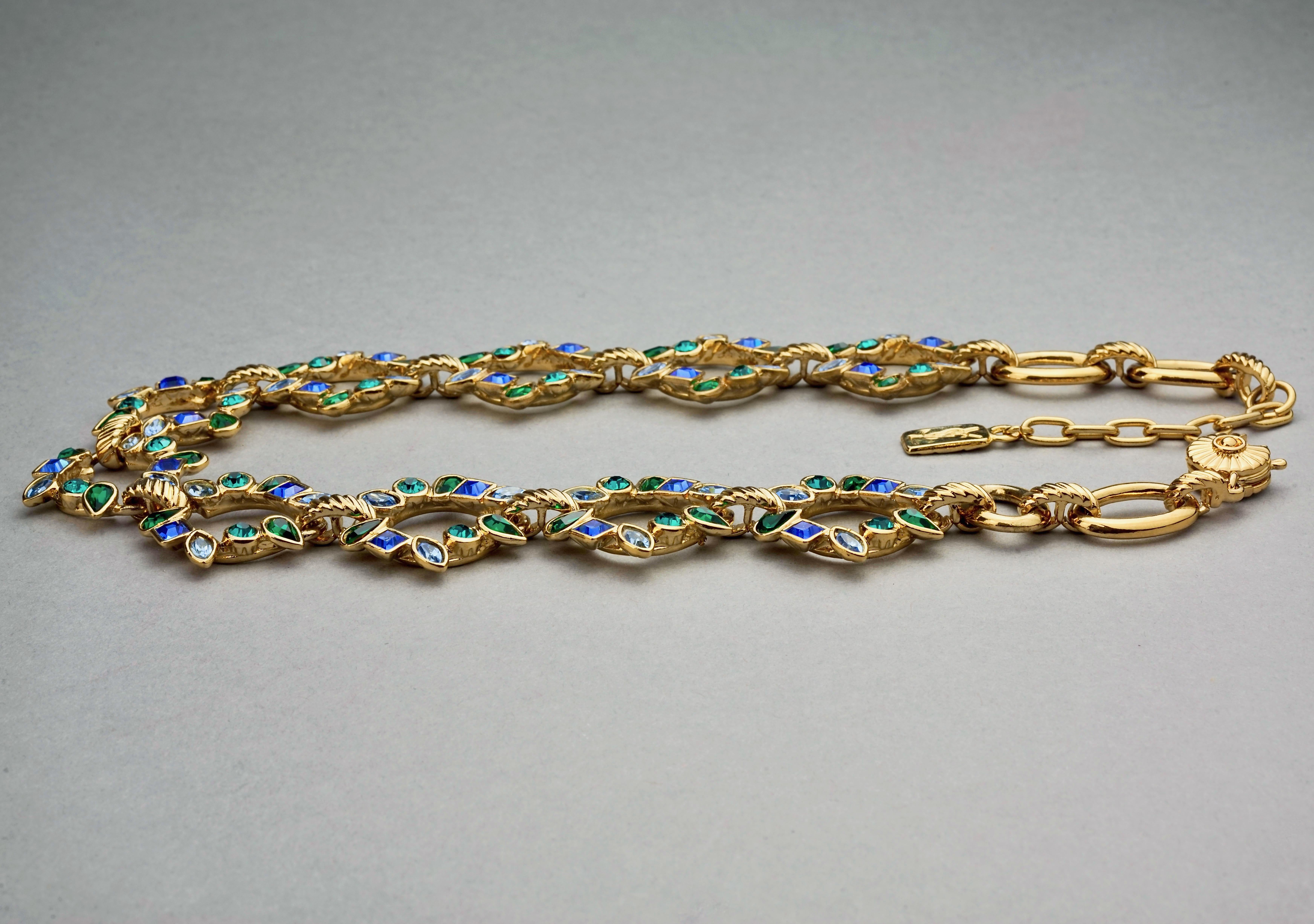 Women's Vintage YVES SAINT LAURENT Ysl by Goossens Multi Color Rhinestone Necklace For Sale