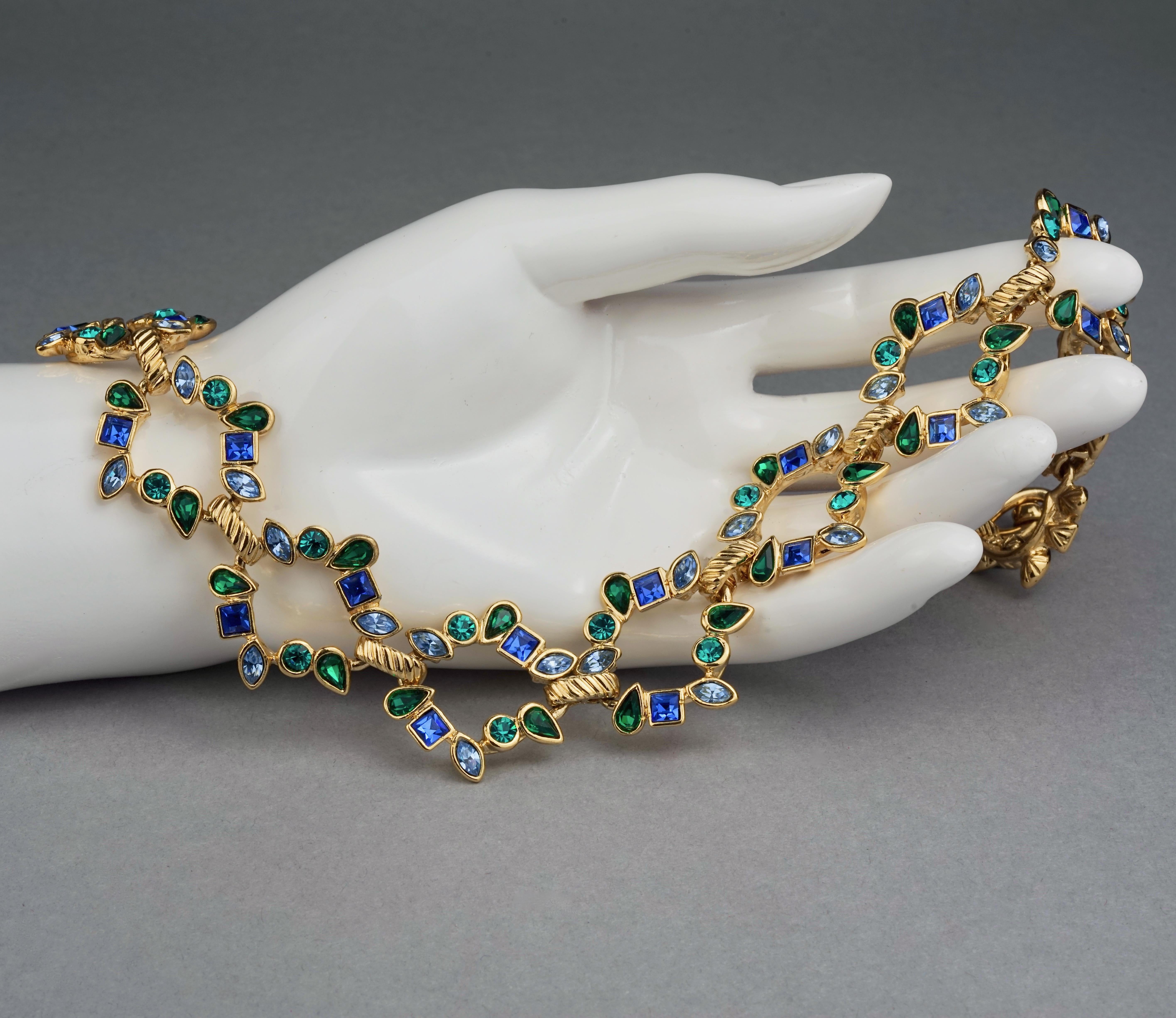 Vintage YVES SAINT LAURENT Ysl by Goossens Multi Color Rhinestone Necklace For Sale 1