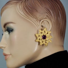Vintage YVES SAINT LAURENT Ysl by Goossens Textured Star Rhinestone Earrings