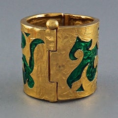 Vintage YVES SAINT LAURENT Ysl by Robert Goossens Arabesque Enamel Rigid Cuff Br